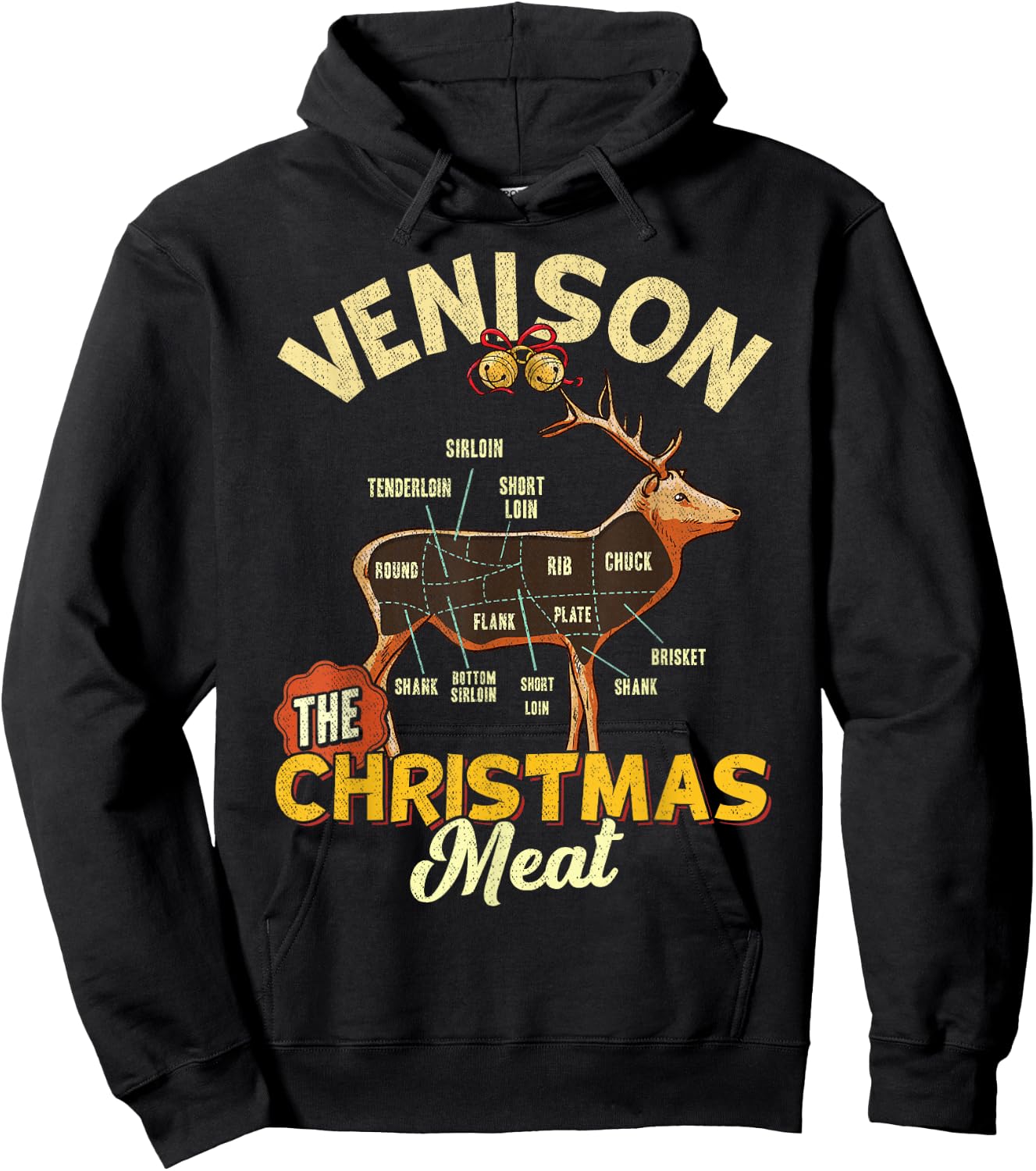 Venison Meat Chart The Christmas Meat Funny Deer Hunter Hoodie - Hoodie | Black