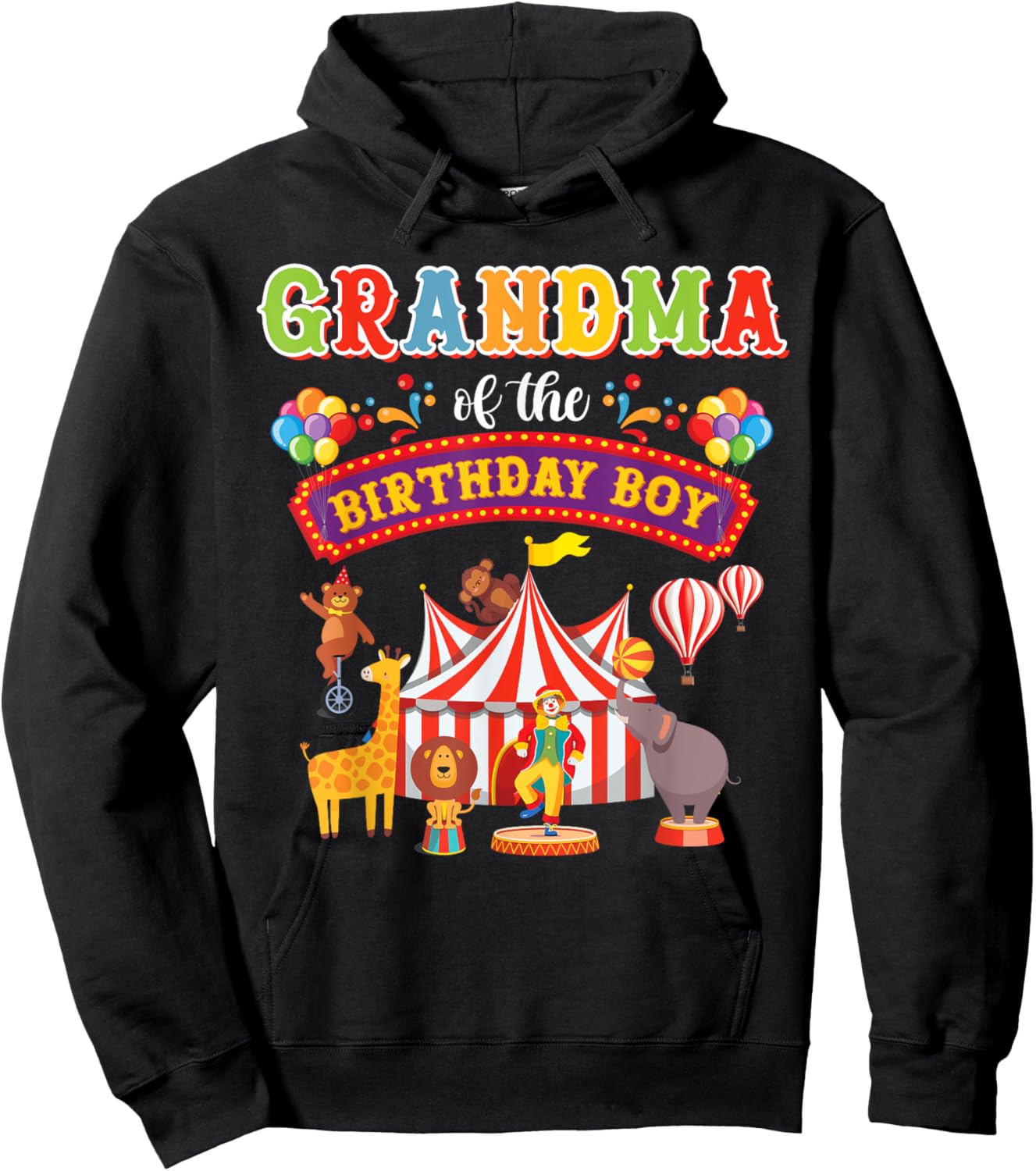 Grandma Of The Birthday Boy Carnival Circus 1st Birthday Hoodie - Hoodie | Black