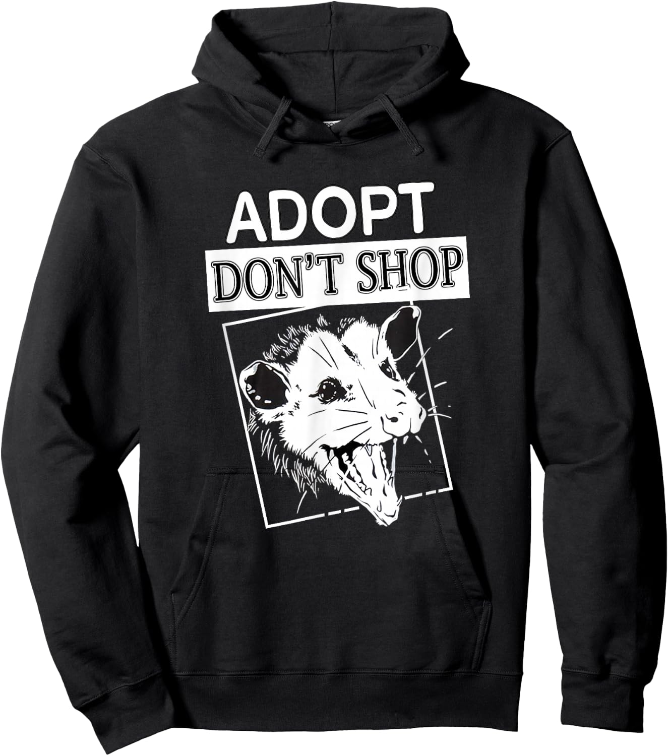 Adopt, Don't Shop Screaming Opposum - Opossum Lover Hoodie - Hoodie | Black