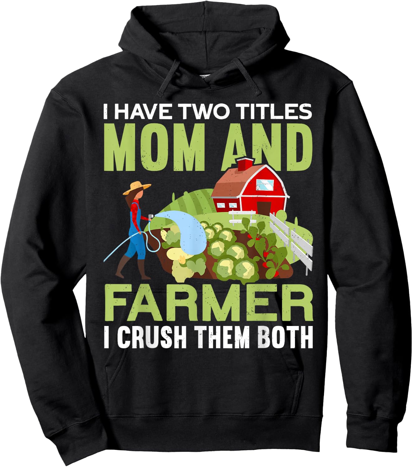 Mom And Farmer | Mommy Farm Mama Funny Farmer Mother's Day Hoodie - Hoodie | Black