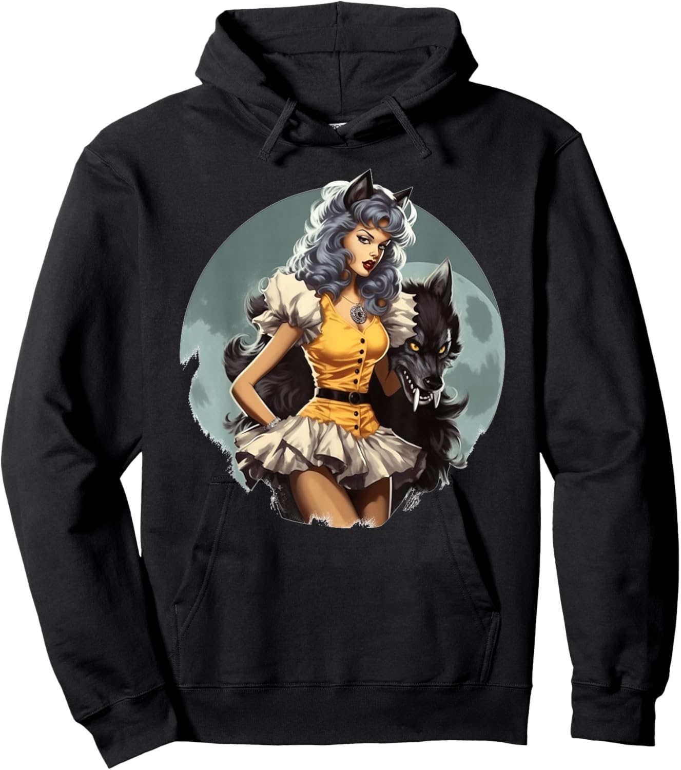 Werewolf PinUp Girl Wolf Halloween Hoodie - Hoodie | Black