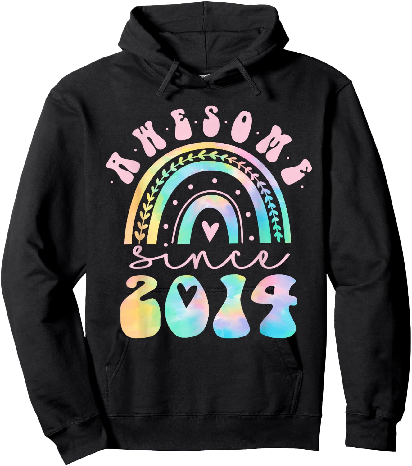 Awesome Since 2014 11 Year Old Rainbow Tie Dye 11th Birthday Hoodie - Hoodie | Black