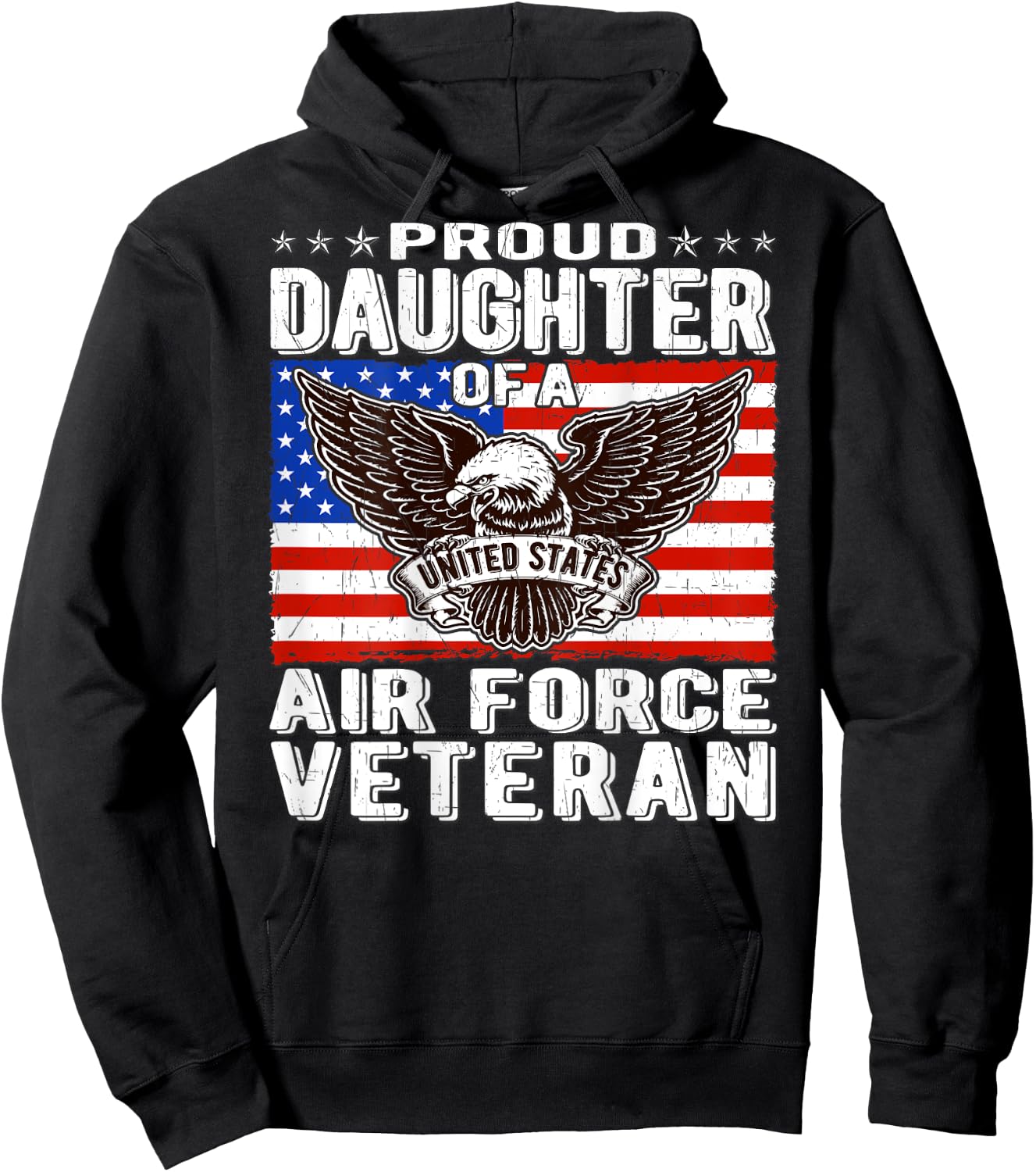 Proud Daughter Of A US Air Force Veteran Patriotic Military Hoodie - Hoodie | Black