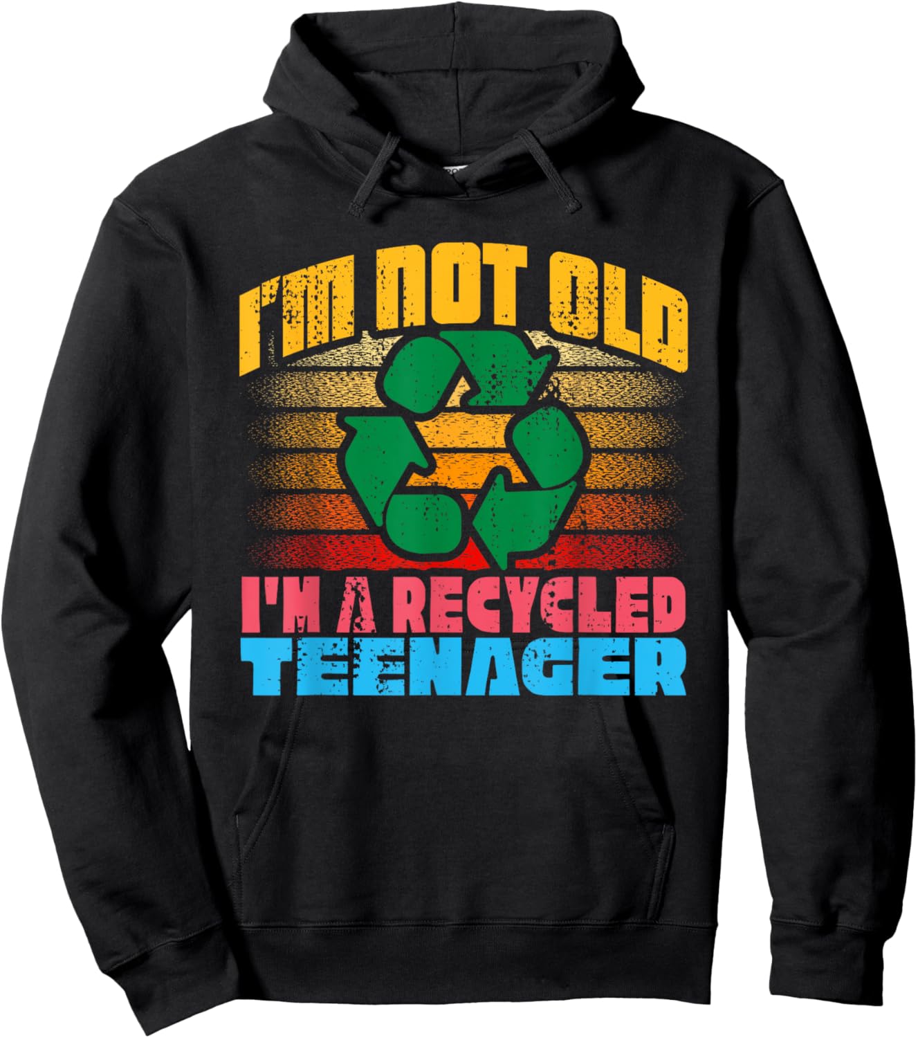Recycled Teenager Retro Hoodie - Hoodie | Black