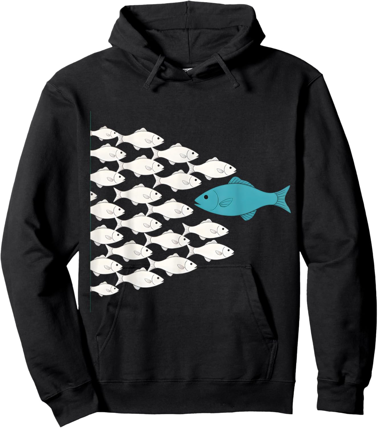 Fish Swim Against The Current In The Sea Hoodie - Hoodie | Black