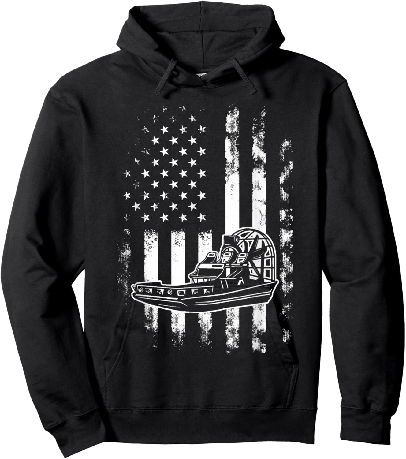 American US Flag Airboat Hoodie - Hoodie | Black