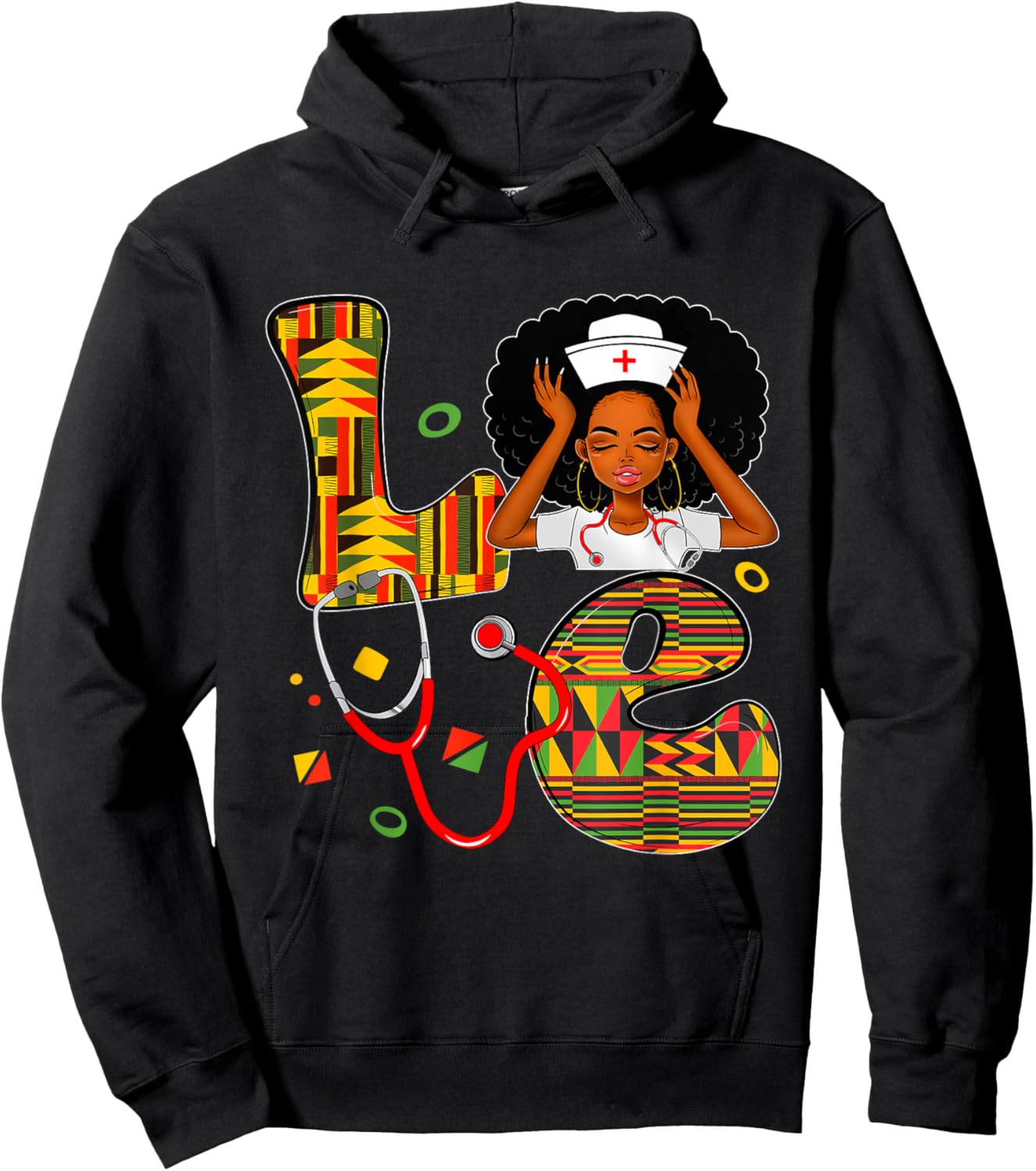 LOVE Nurse Nursing Black Girl Magic Juneteenth Black History Hoodie - Hoodie | Black