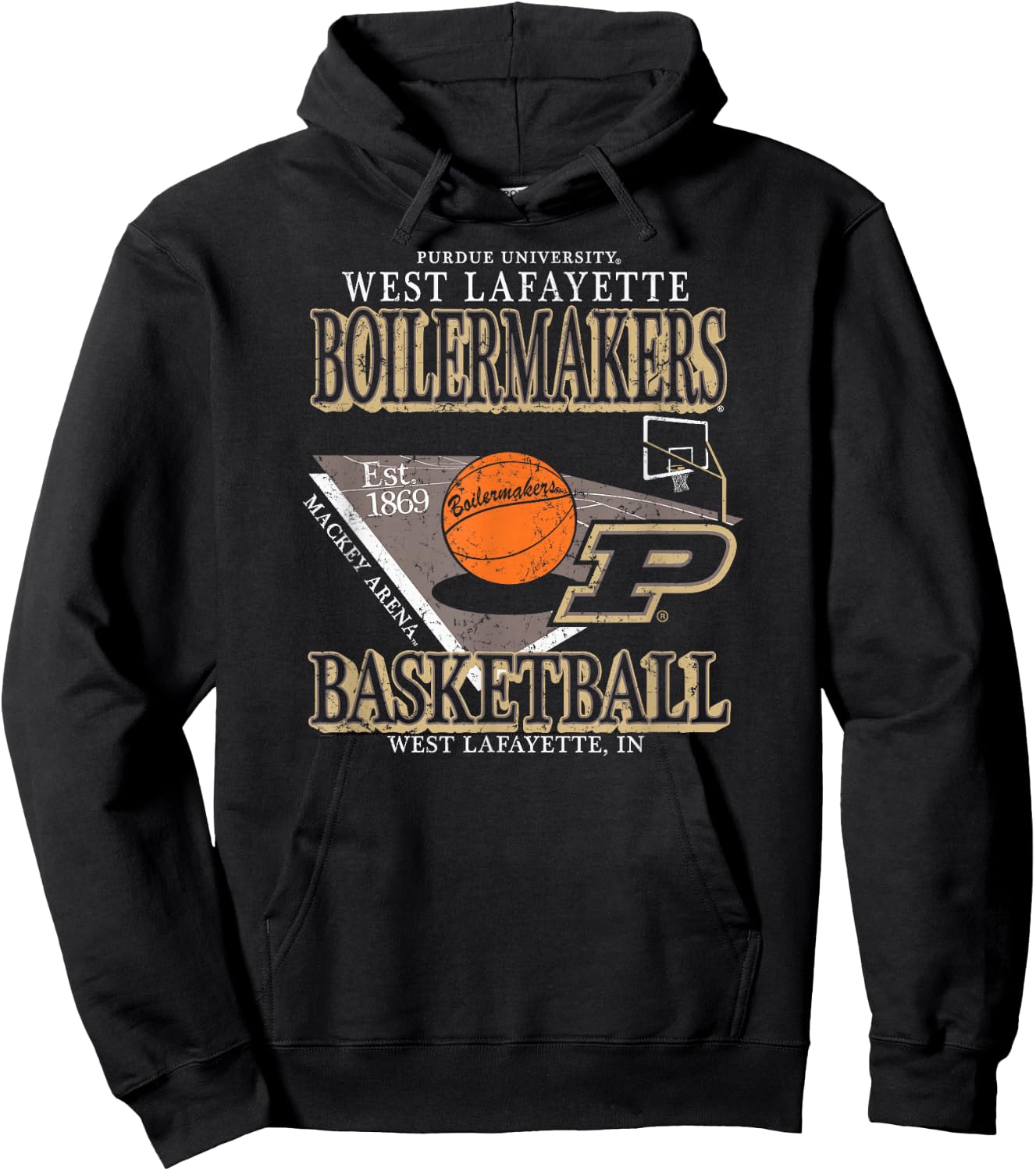 Purdue Boilermakers Basketball Vintage Mackey Arena Black Hoodie - Hoodie | Black