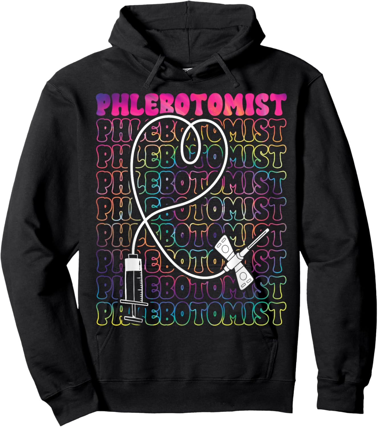 Phlebotomist Heart Tie Dye Phlebotomy Technician Tech Nurse Hoodie - Hoodie | Black