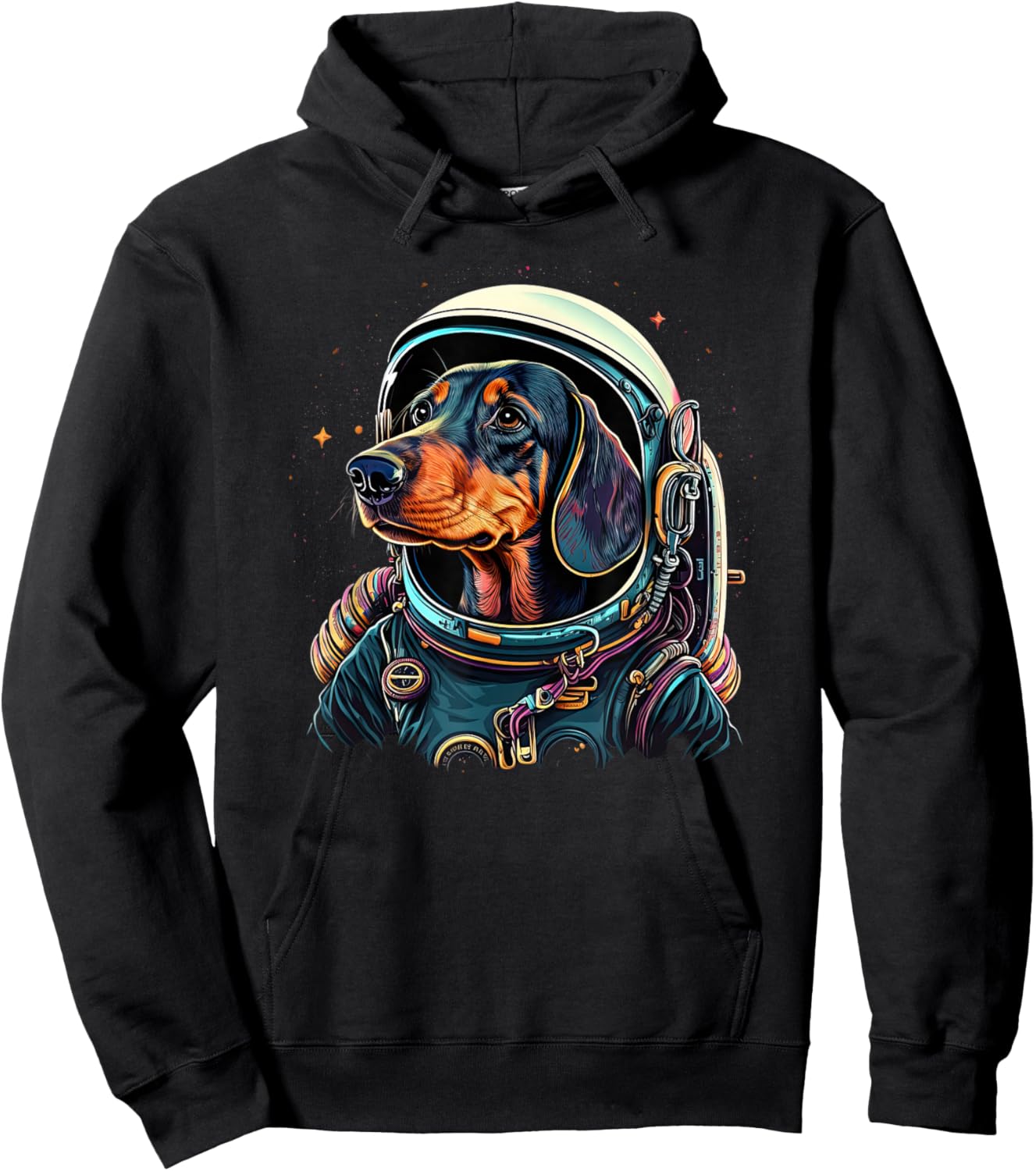 Funny Dachshund Cute Astronaut in the space Hoodie - Hoodie | Black