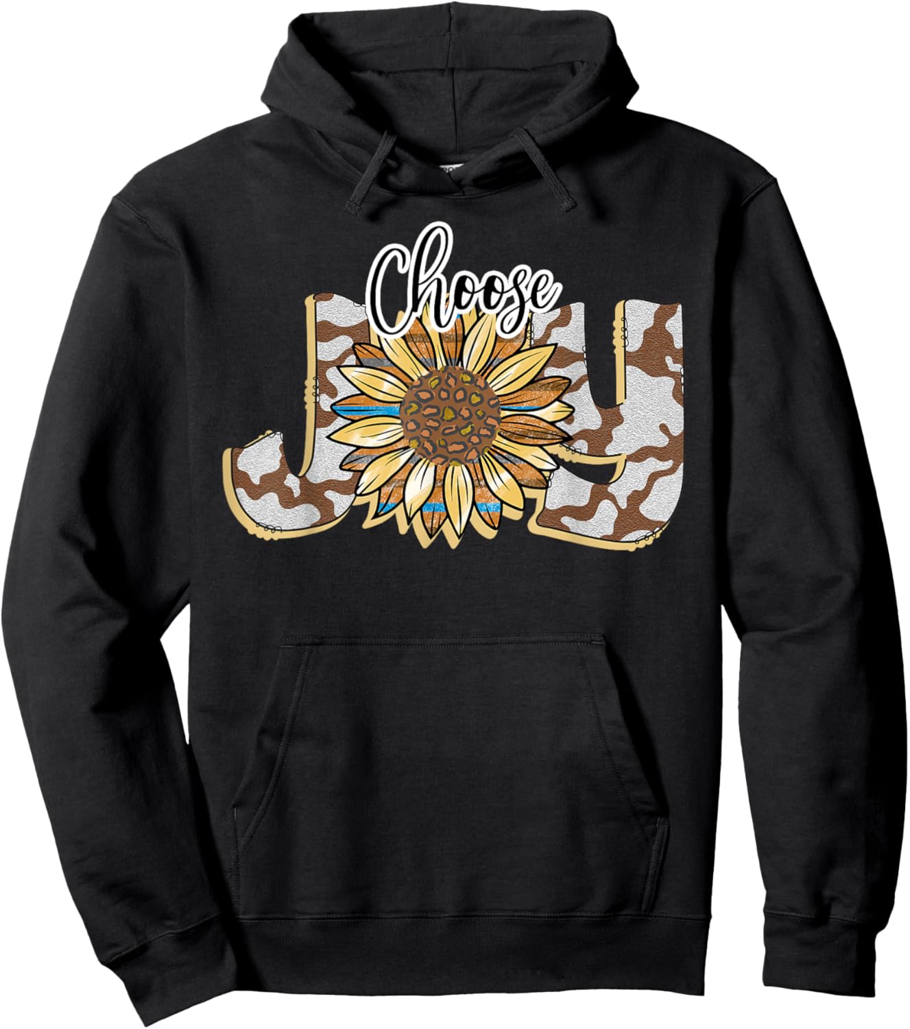 Choose Joy Inspirational Sunflower And Camo Western Hoodie - Hoodie | Black