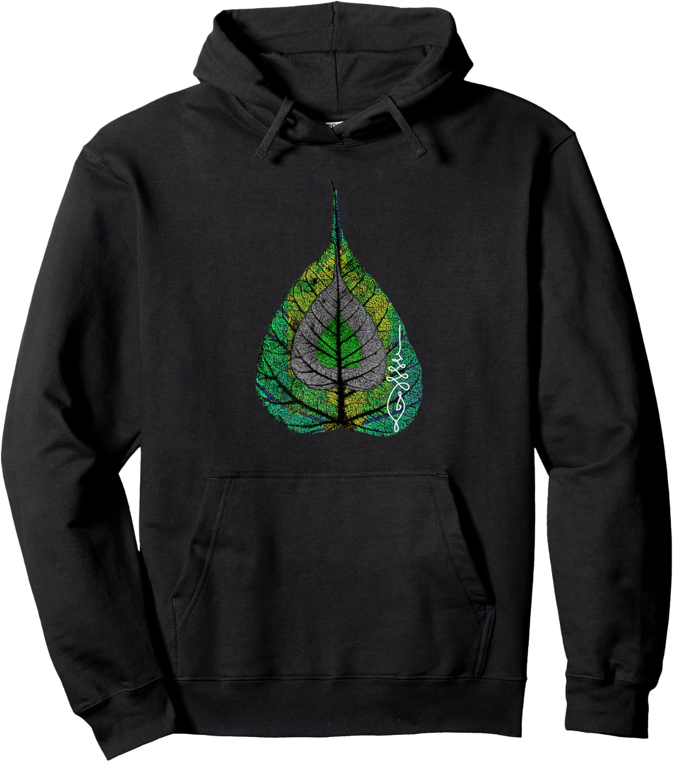 Buddha Meditation Bodhi Leaf Unalome Hoodie - Hoodie | Black