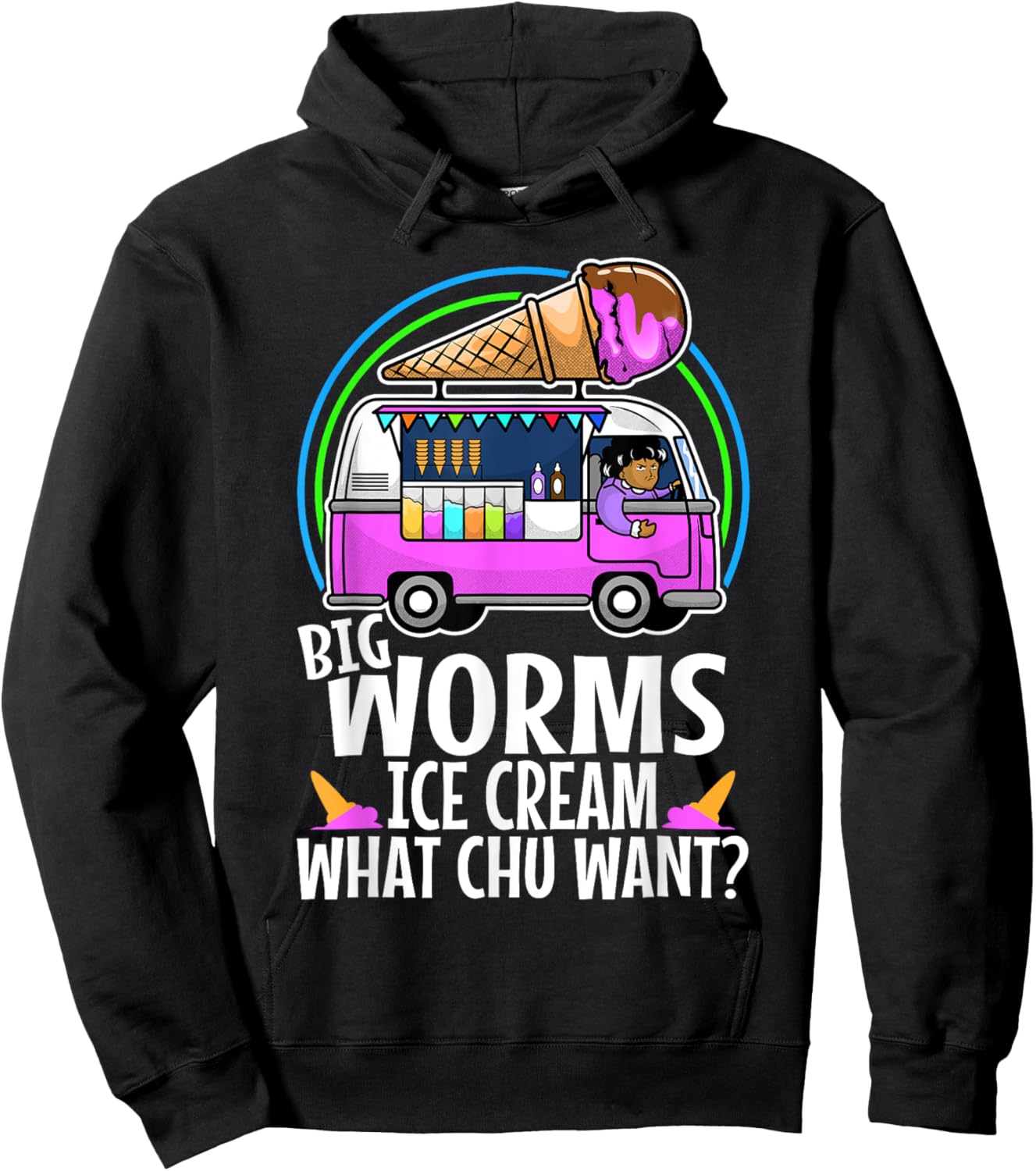 Big worms ice cream truck Women Hoodie - Hoodie | Black