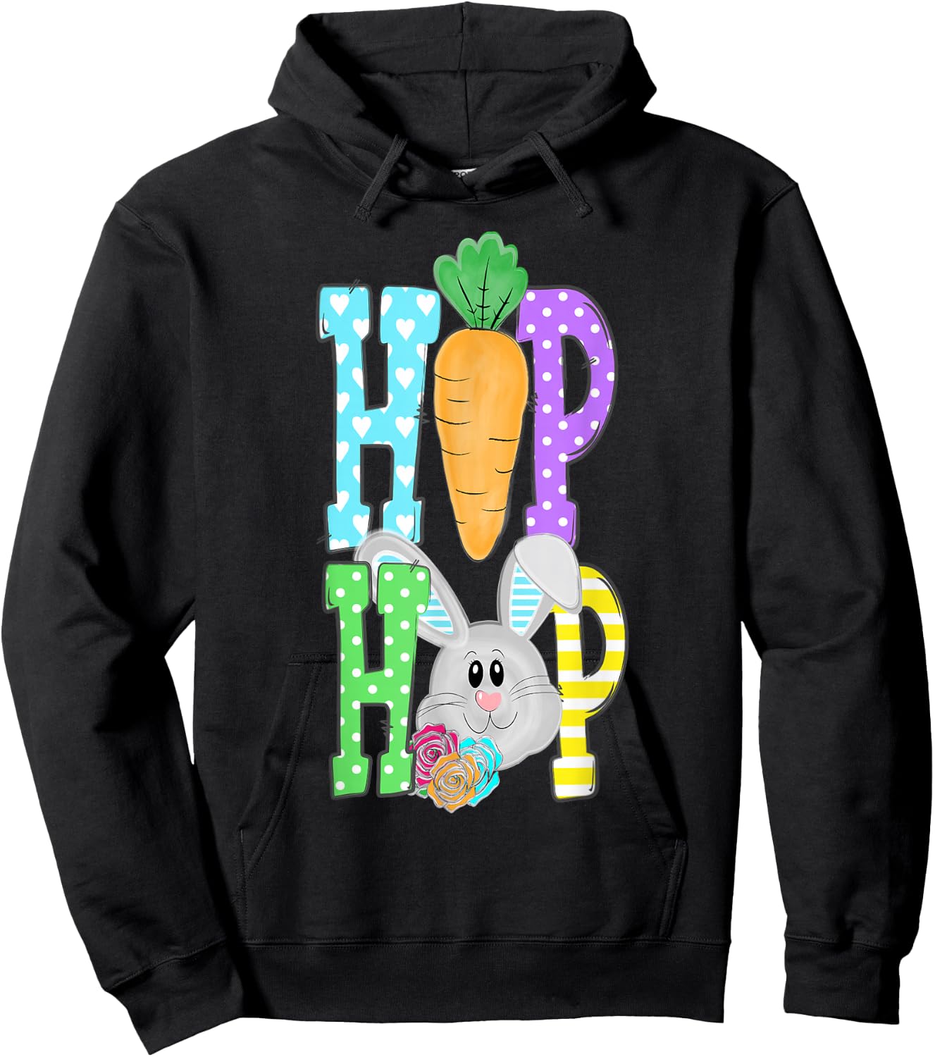 Hip Hop Hippity Easter Bunny Funny Graphic Hoodie - Hoodie | Black