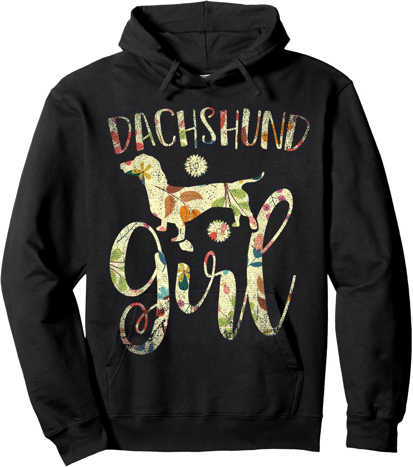 Dachshund Girl Dog Lover Women Girls Gift Vintage Dachshund Hoodie - Hoodie | Black