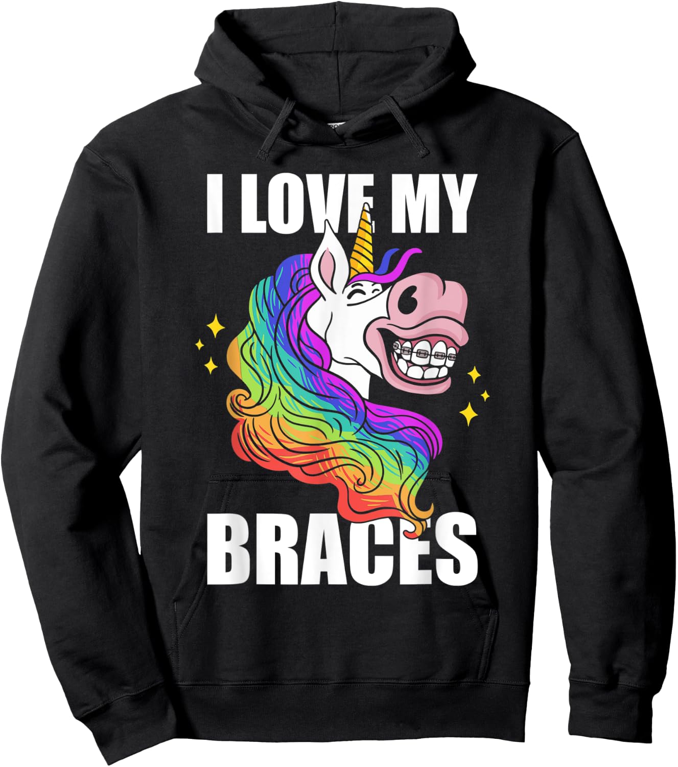 I Love My Braces Unicorn Dental Hygiene Orthodontist Girls Hoodie - Hoodie | Black