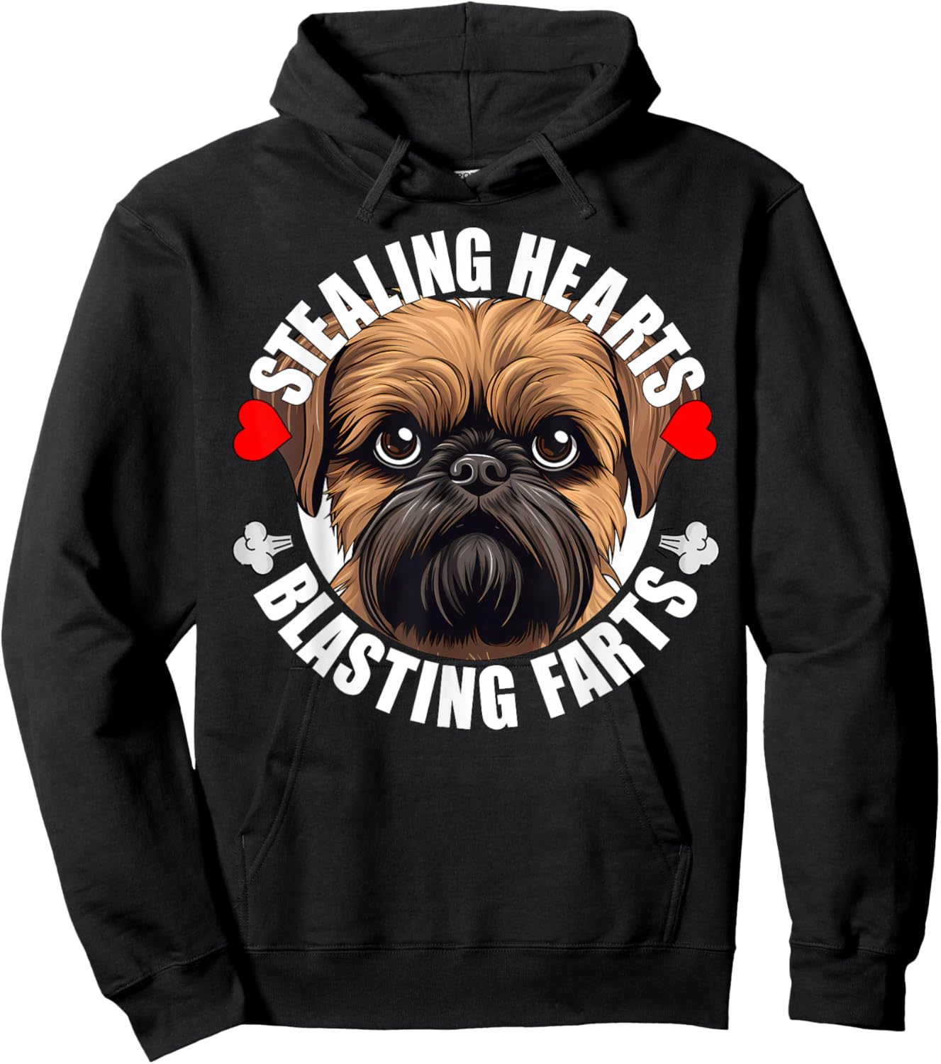 Funny Brussels Griffon Stealing Hearts Blasting Farts Dog Hoodie - Hoodie | Black