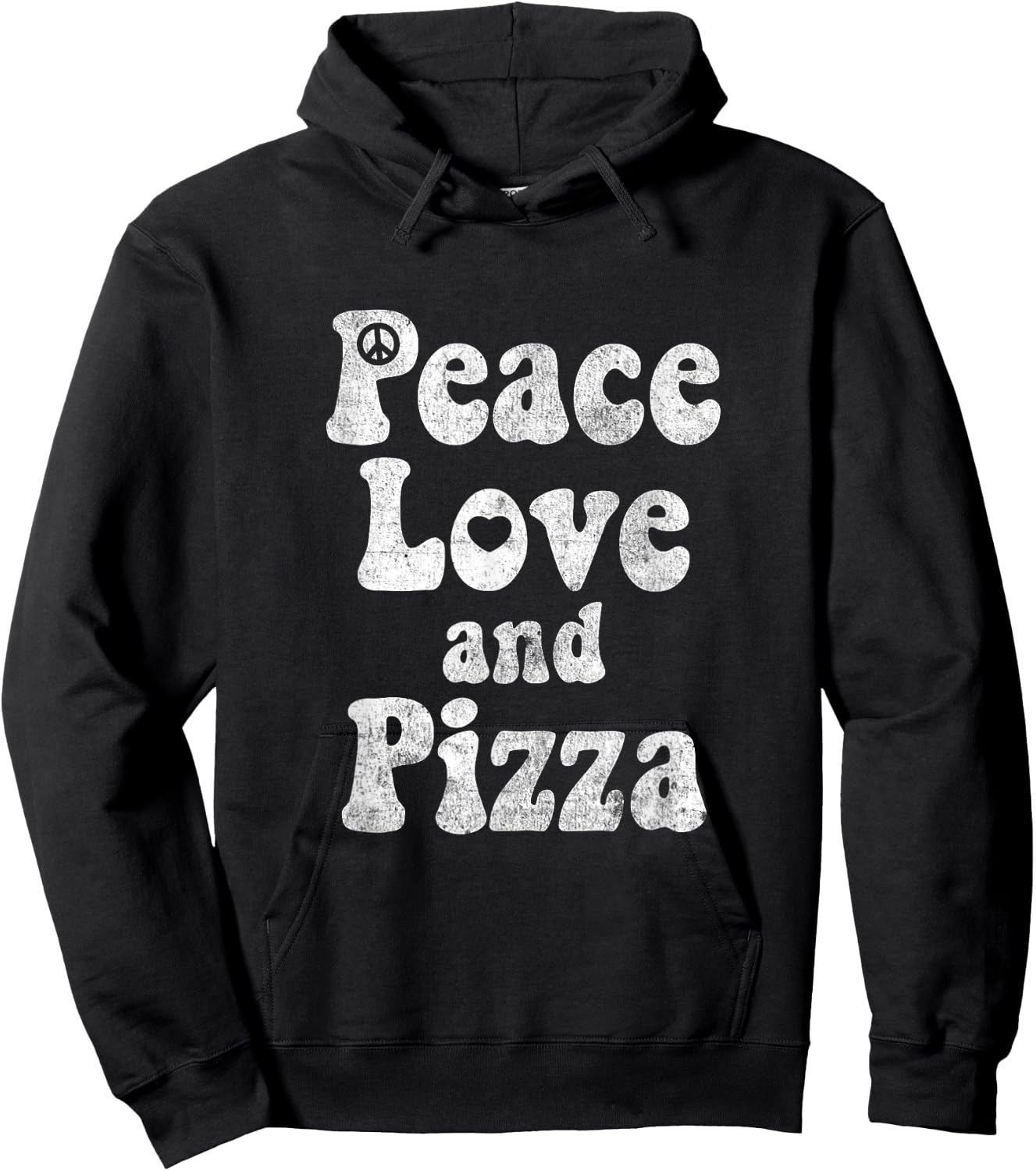 Funny Pizza Shirt - Peace, Love and Pizza Funny Shirt Gift Hoodie - Hoodie | Black