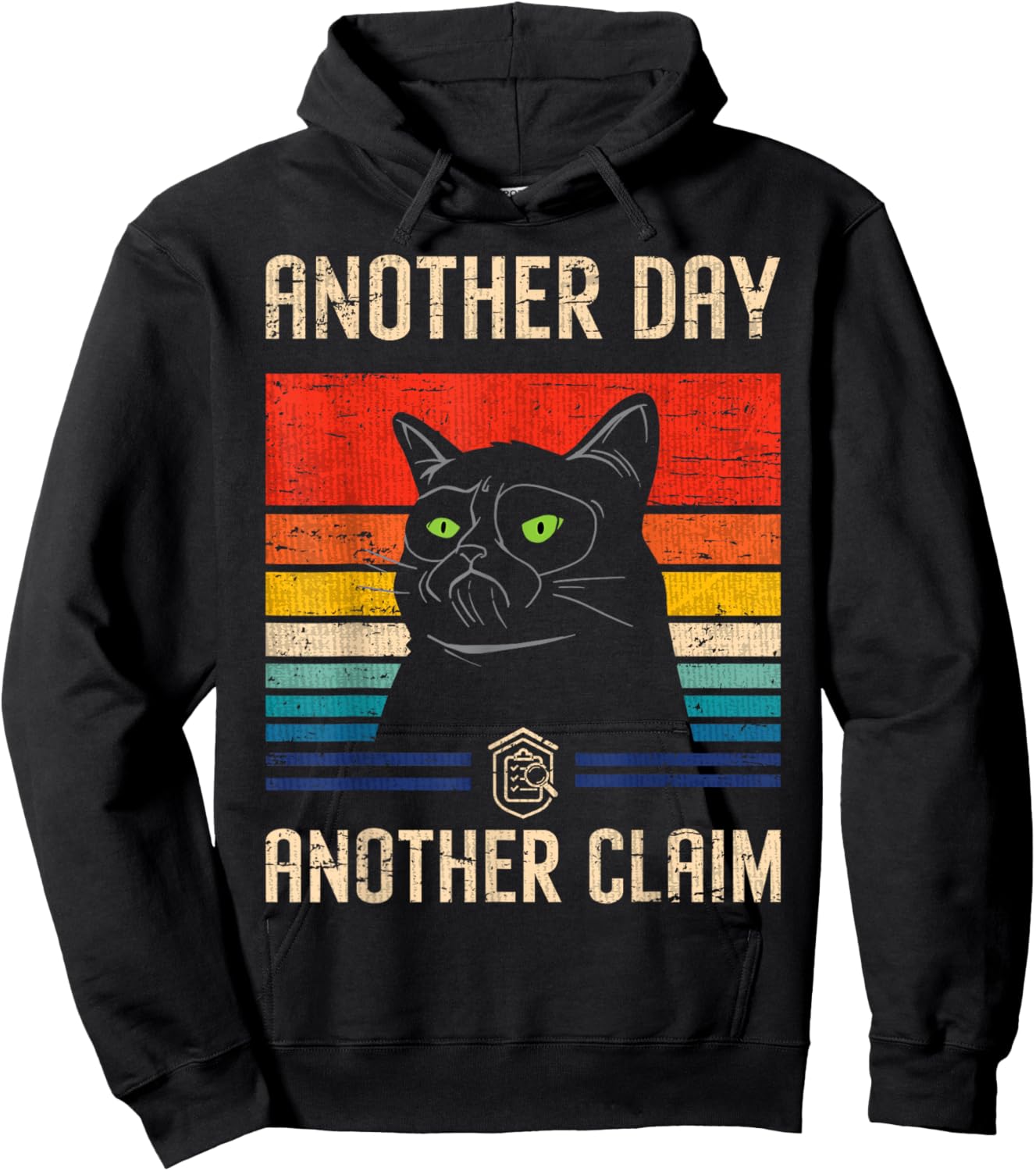 Claim Adjuster & Investigator Gifts Claim Examiner Black Retro Sports Cartoon , Small, Classic Fit, Short Sleeve, , Pull On, Cotton 65%, Polyester 35% Hoodie - Hoodie | Black