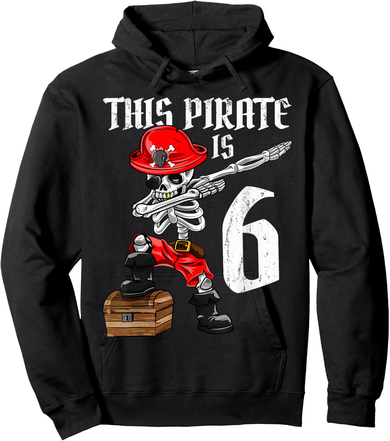 This Pirate is 6 dabbing pirate shirt 6th Birthday boy six Hoodie - Hoodie | Black