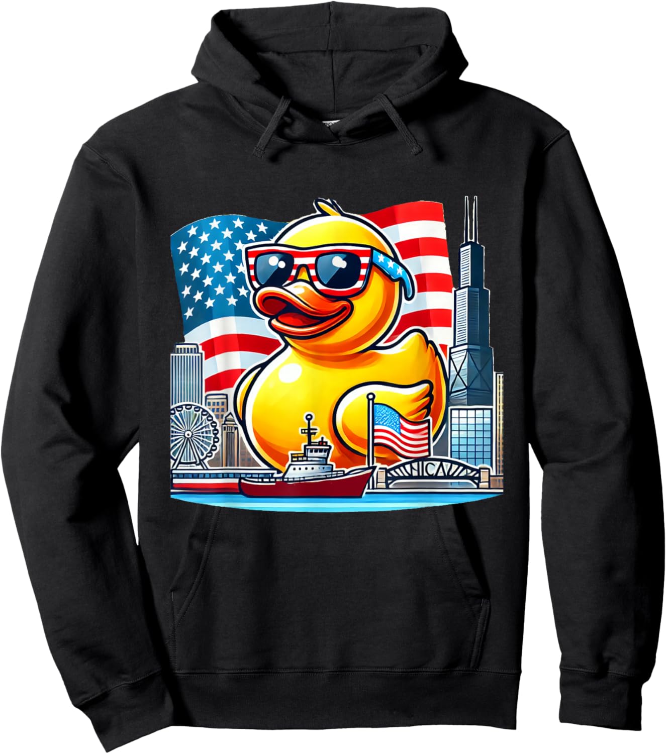 Chicago Ducky Derby Rubber Duck Design Hoodie - Hoodie | Black