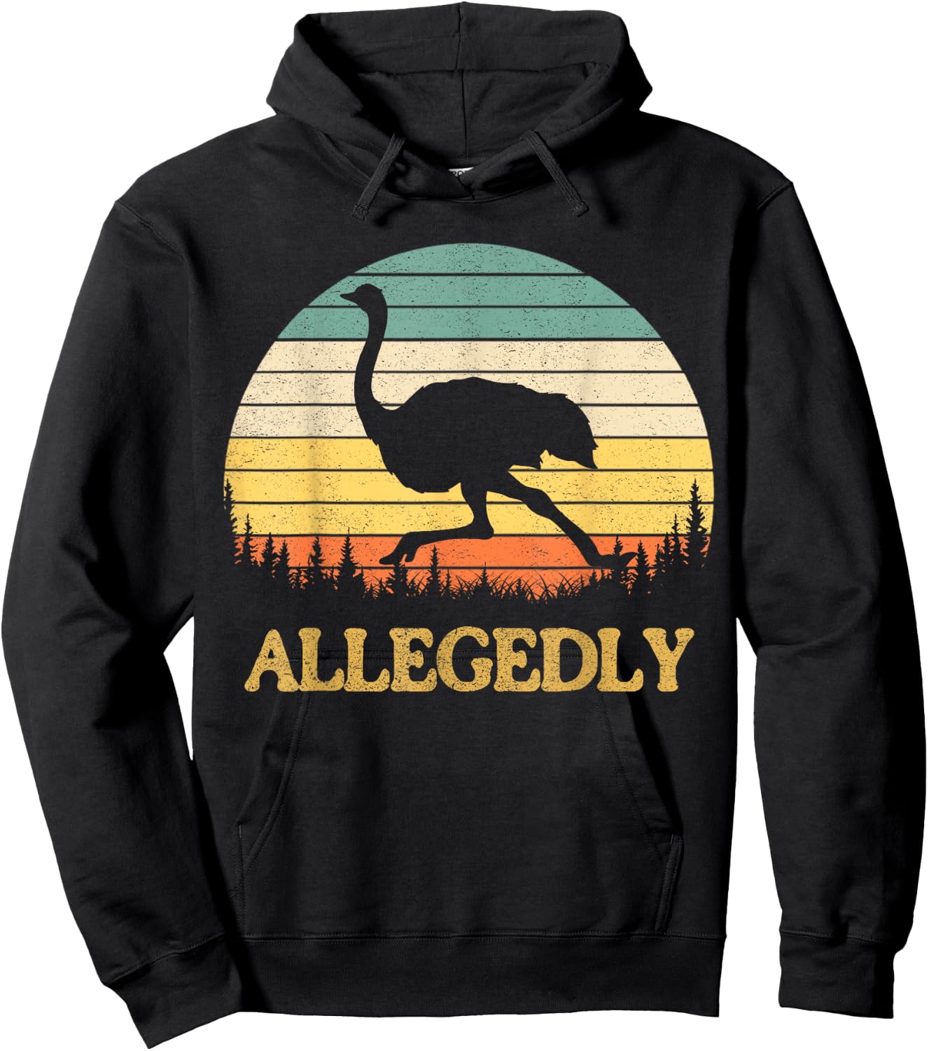 Allegedly Ostrich Retro Flightless Bird Lover Hoodie - Hoodie | Black
