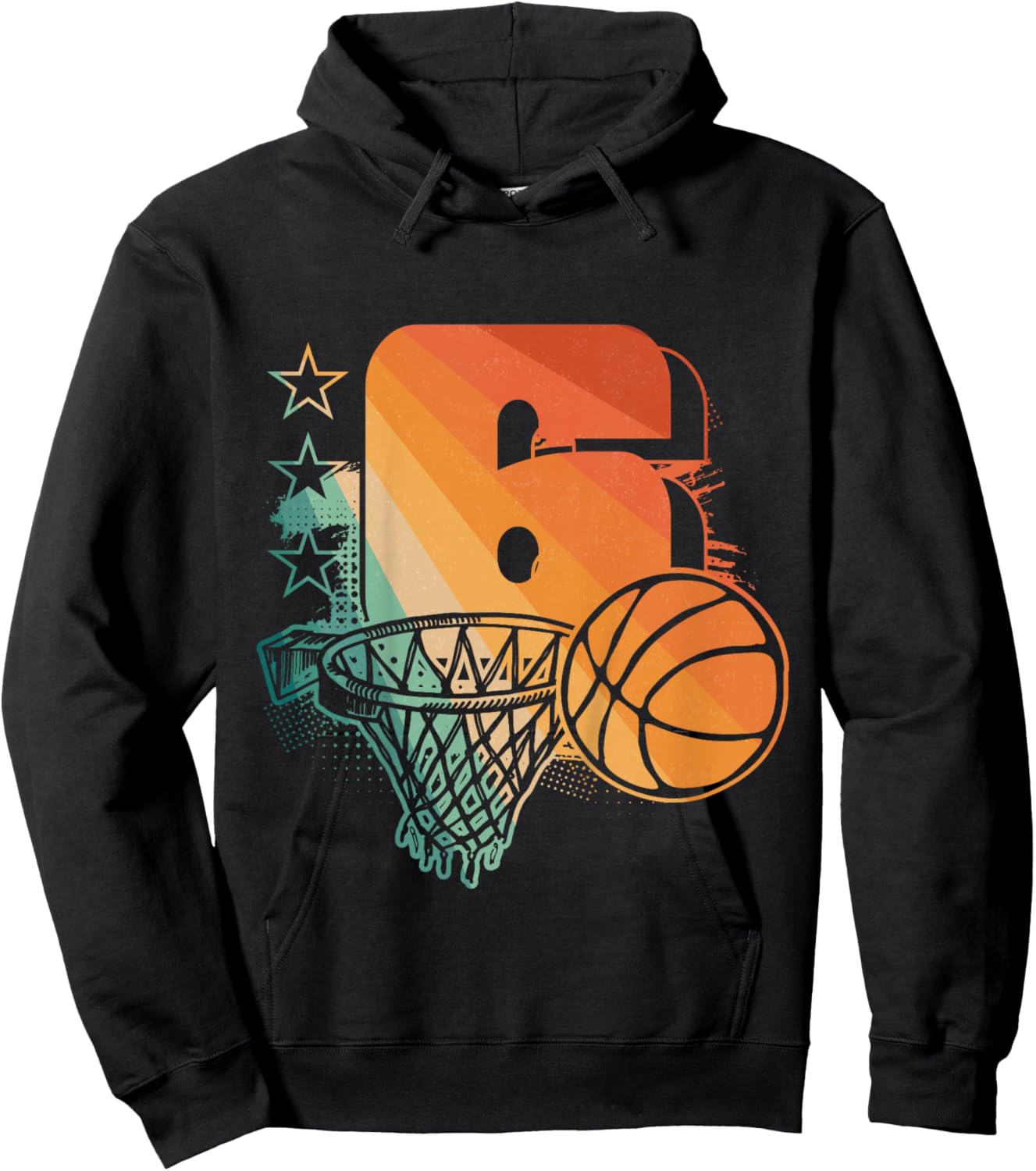 Kids 6th Birthday Boy Basketball Player Basketball 6 Years Old Hoodie - Hoodie | Black