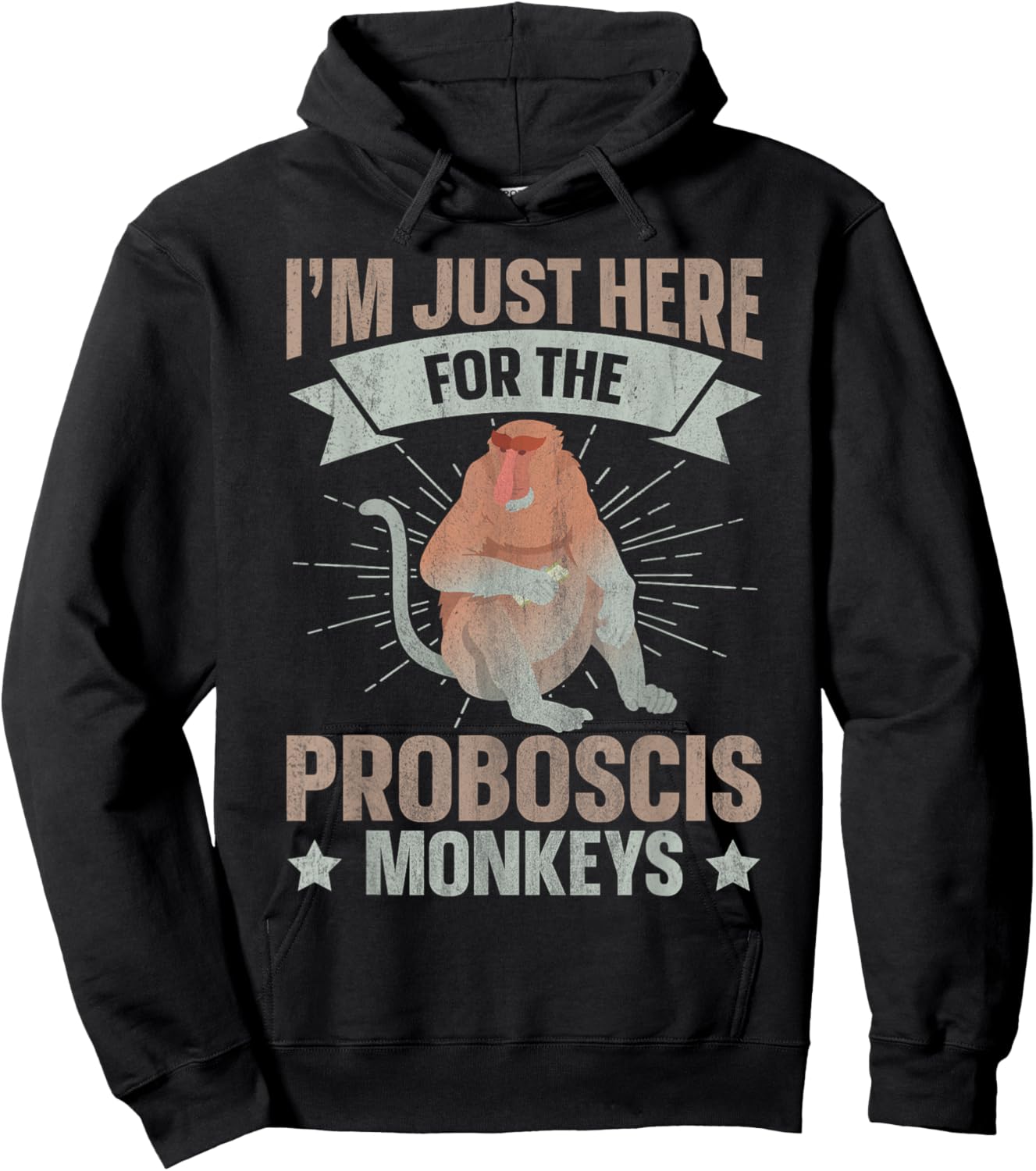 Long Nosed Monkey Design for a Proboscis Monkey Fan Hoodie - Hoodie | Black