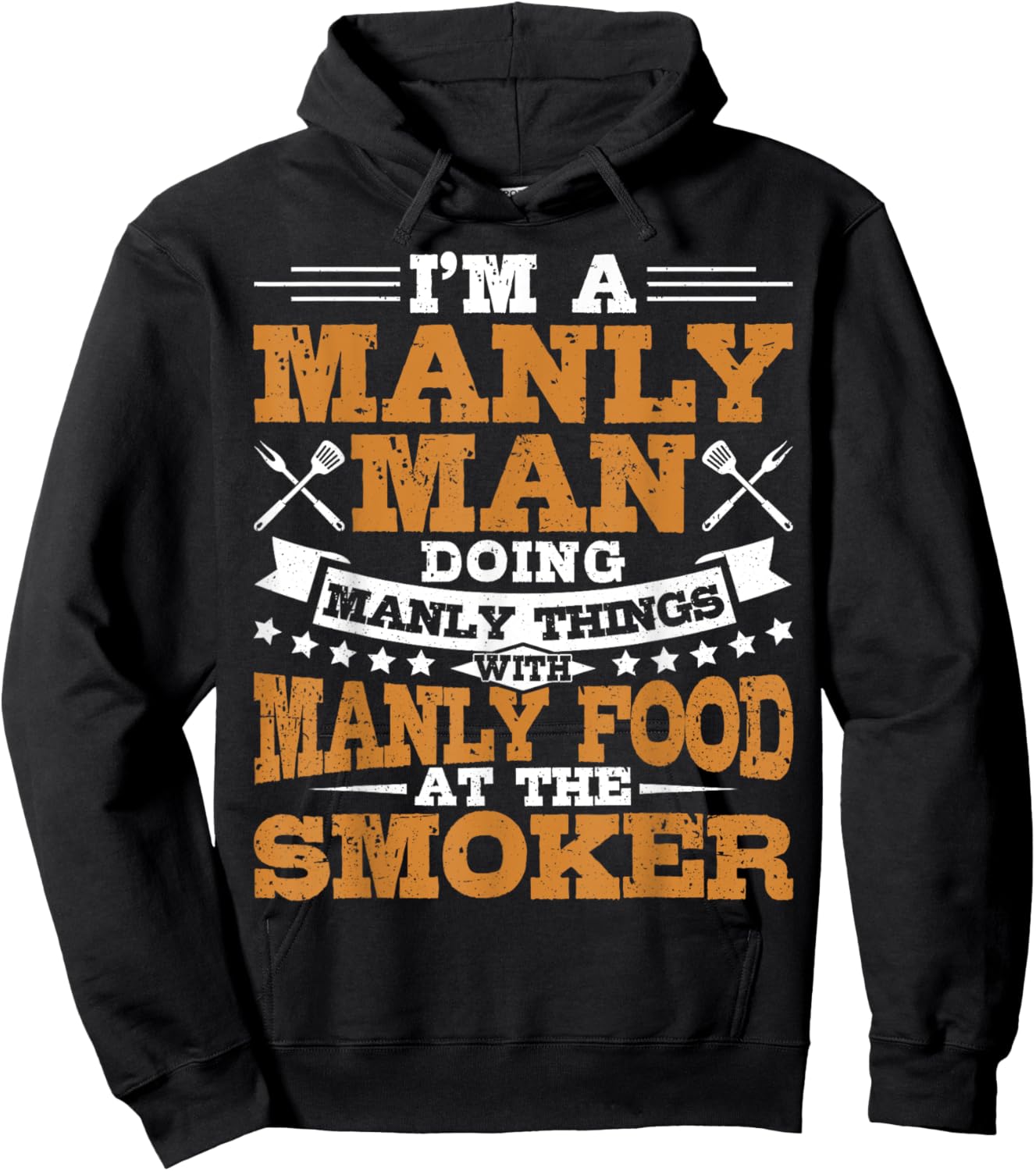 Manly Man Manly Food BBQ Smoker Grill Dad Hoodie - Hoodie | Black