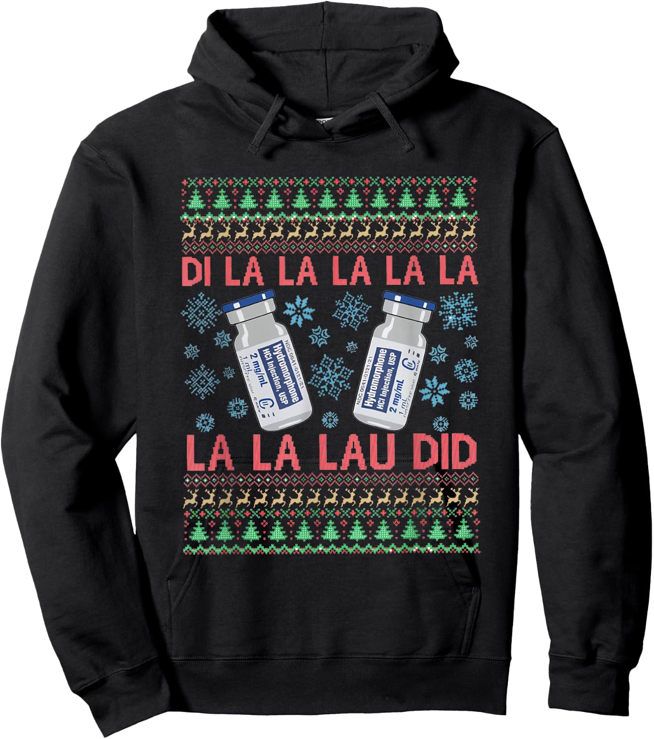Pharmacist Nurse Ugly Christmas Er Ed Icu Med surg Rn Hoodie - Hoodie | Black