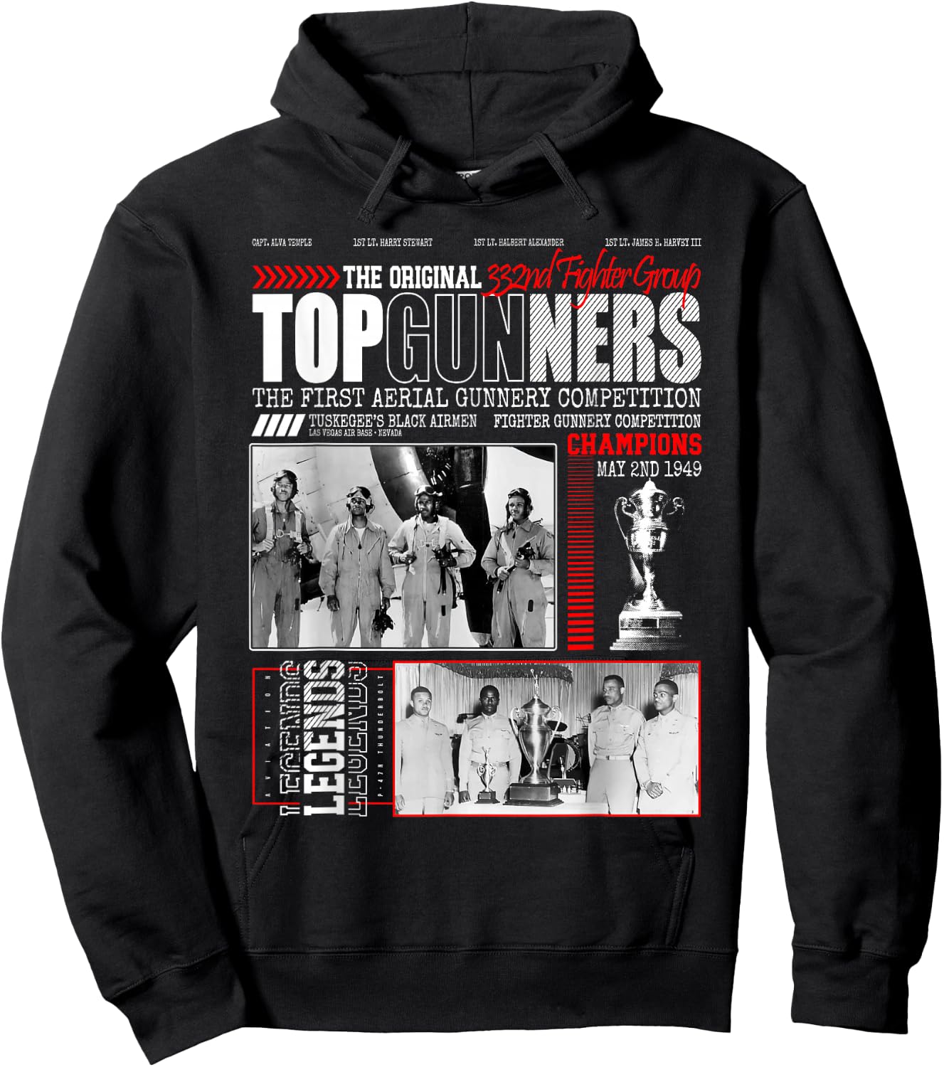 Tuskegee's Top Gunnery 1949 Black Airmen 332nd Fighter Group Hoodie - Hoodie | Black