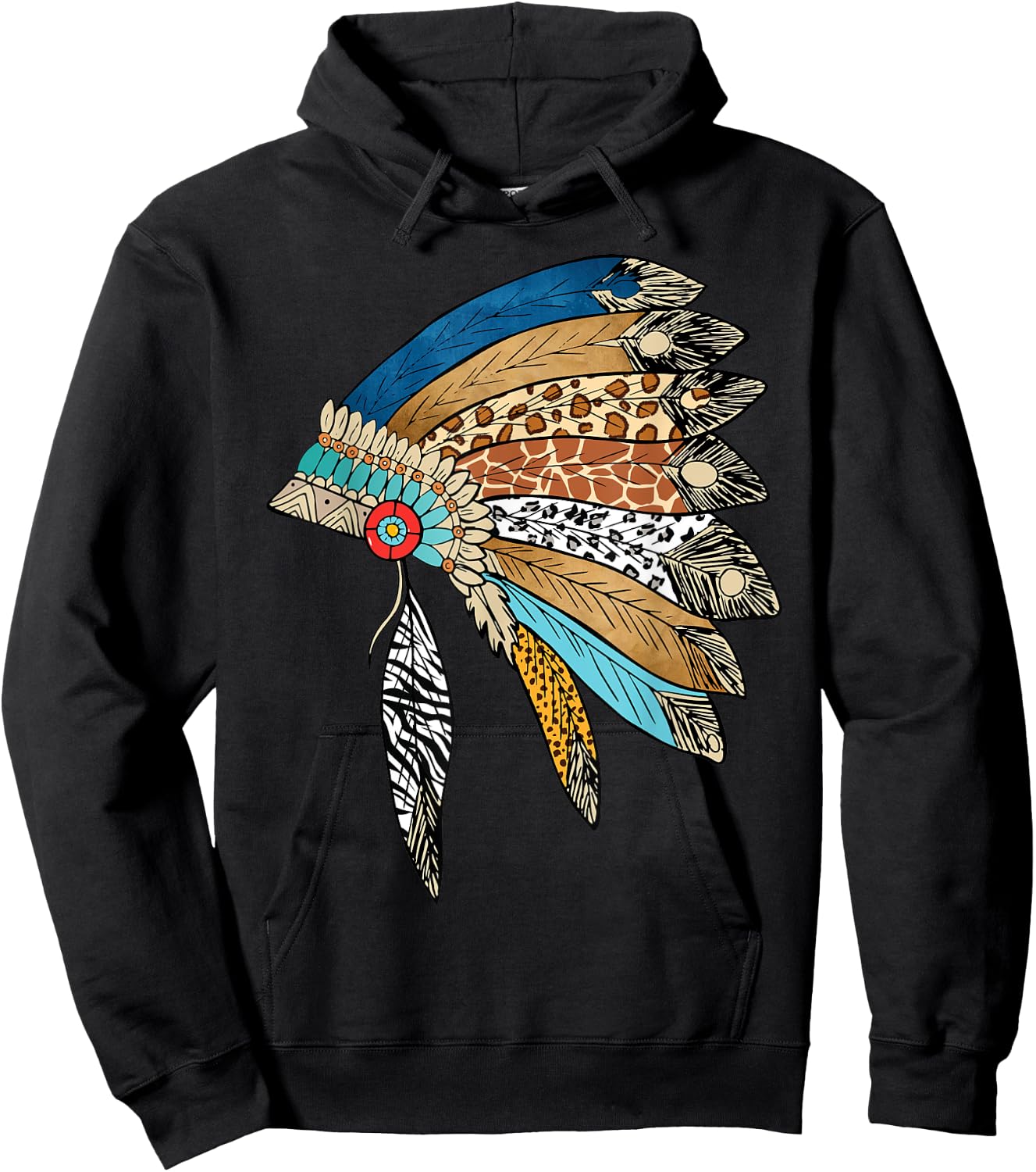 Native American Indian Headdress Powwow celebration Costume Hoodie - Hoodie | Black