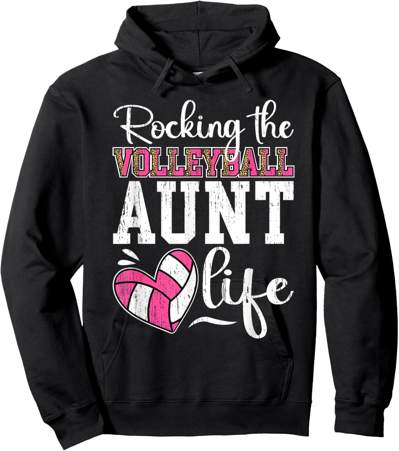 Rocking The Volleyball Aunt Life Volleyball Player Aunt Hoodie - Hoodie | Black