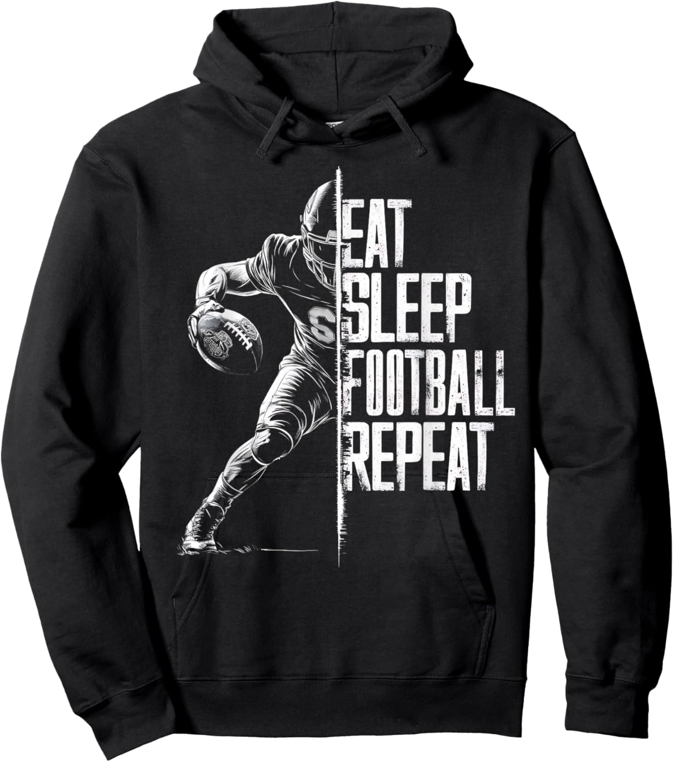 Eat Sleep Football Repeat Football Lovers Youth Kids Boys Hoodie - Hoodie | Black