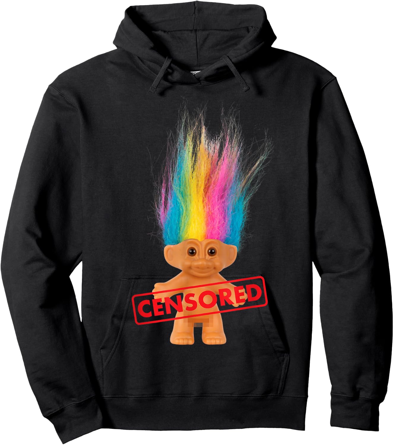 DreamWorks Trolls Censored Rainbow Hair Hoodie - Hoodie | Black
