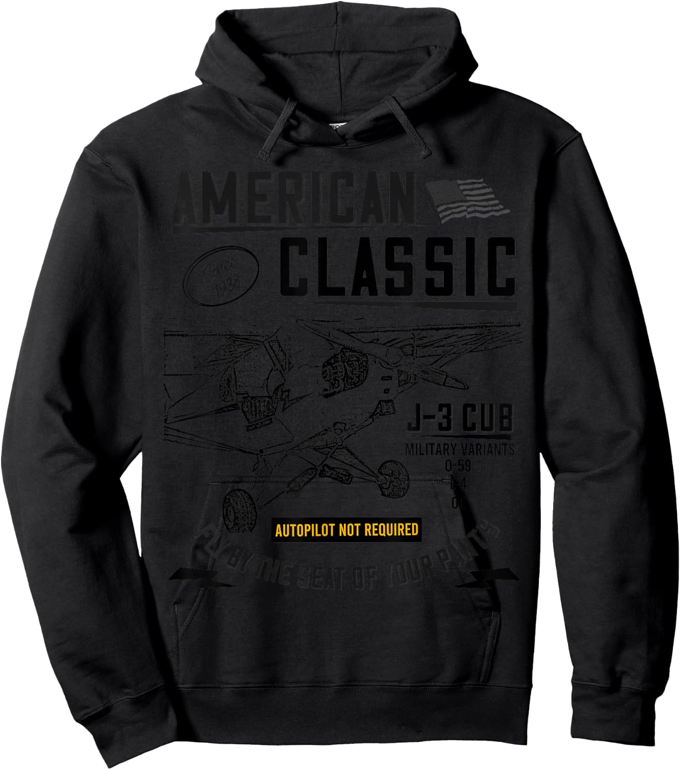 Piper Cub Airplane An American Classic Hoodie - Hoodie | Black