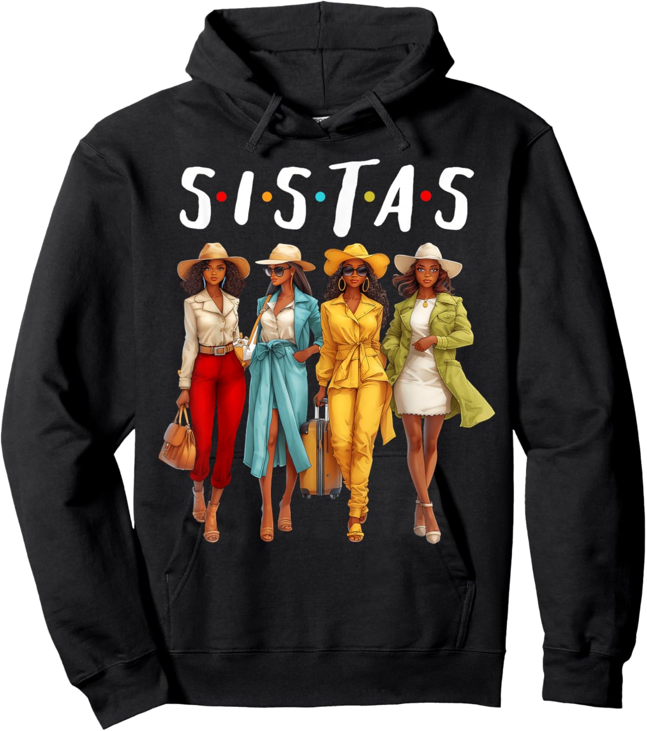Sistas African American Black Women Afro Girls Together Hoodie - Hoodie | Black