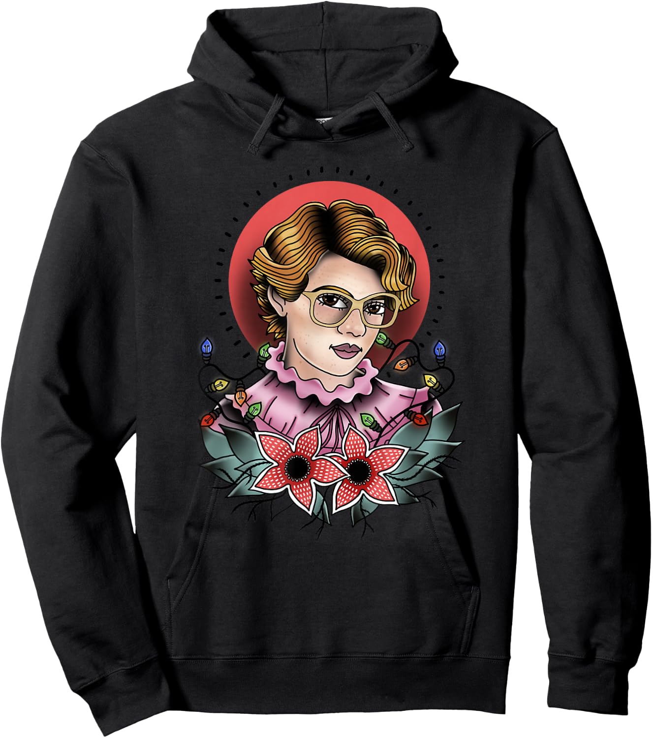 Stranger Things Barb Floral Demogorgon Tattoo Print Hoodie - Hoodie | Black