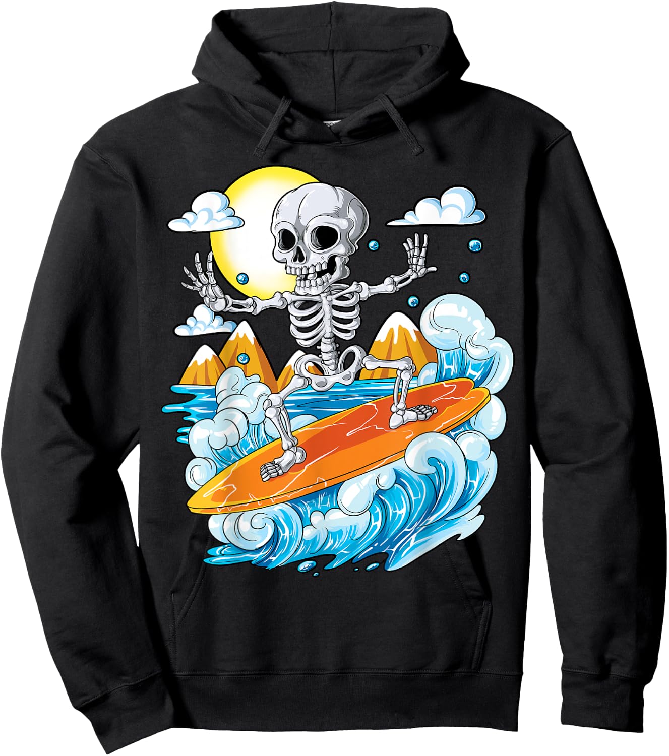 Skeleton Surfing Halloween Hawaii Hawaiian Men Women Surfer Hoodie - Hoodie | Black