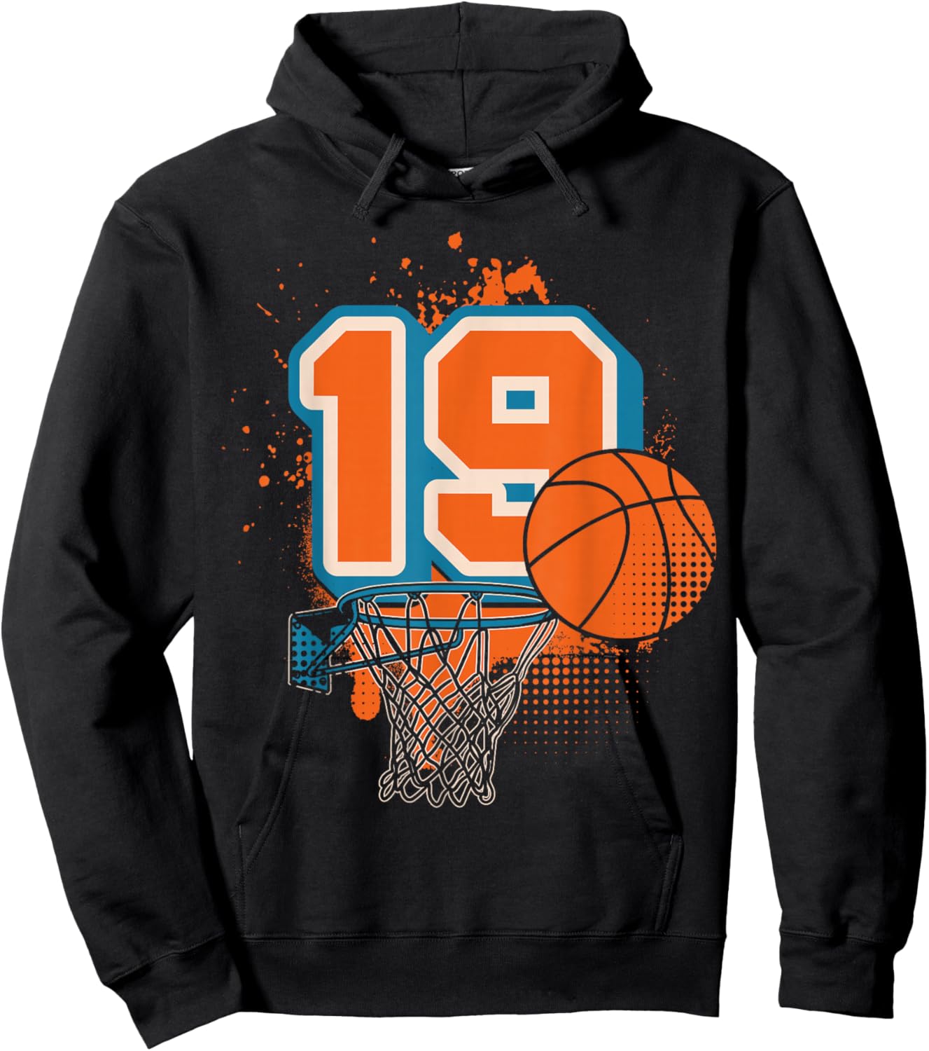 19th Birthday Boy Basketball Player Basketball 19 Years Old Hoodie - Hoodie | Black