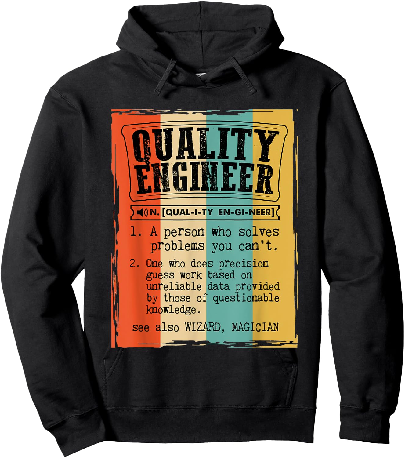 Quality Engineer Dictionary Definition Funny Vintage Hoodie - Hoodie | Black