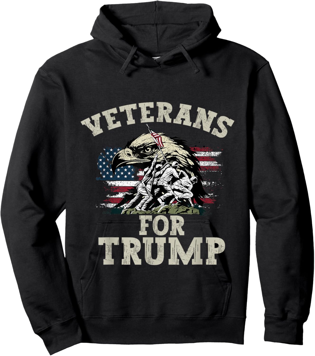 Veterans For Trump 2024 Vintage American Flag Men Women Hoodie - Hoodie | Black
