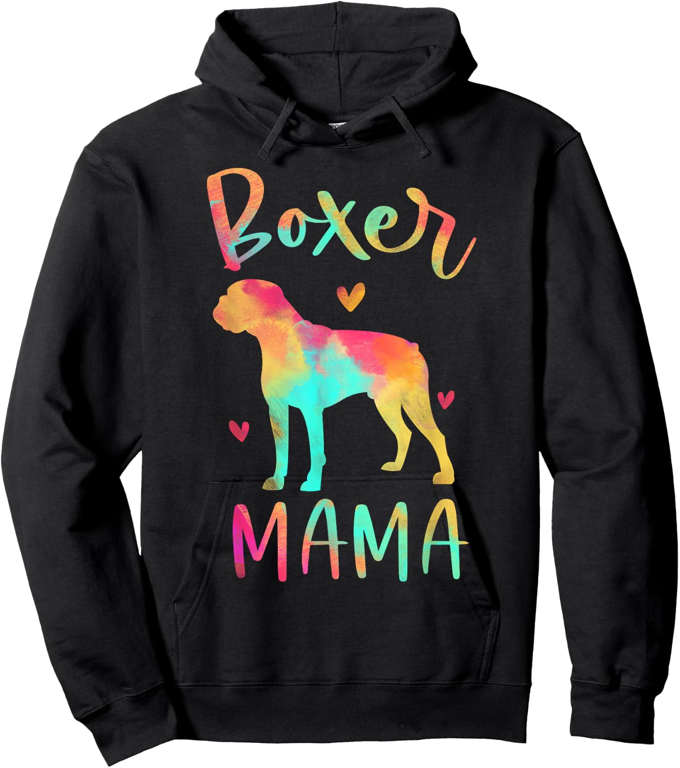 Boxer Mama Colorful Boxer Gifts Dog Mom Hoodie - Hoodie | Black
