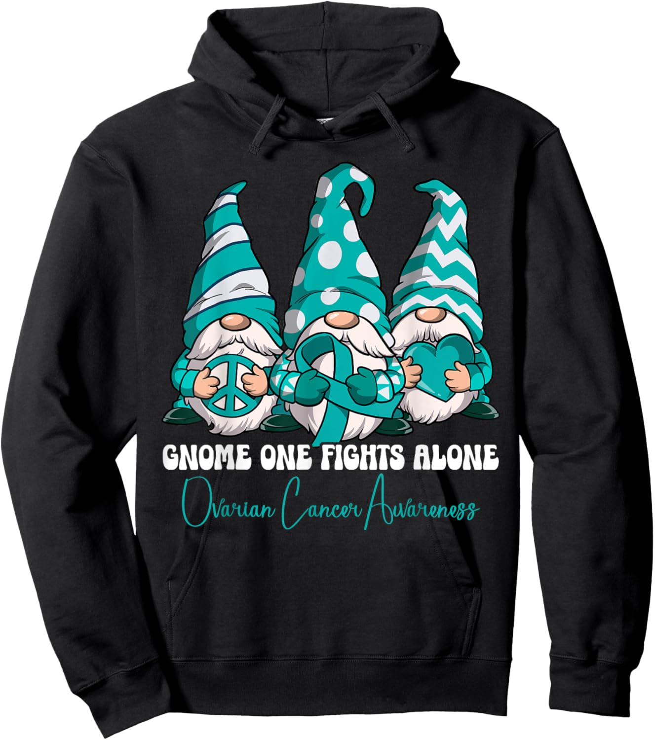 Ovarian Cancer Awareness Gifts , -Adults, Black, Small, Short Sleeve, Classic Fit, Cartoon, , Ovarian Cancer Awareness Hoodie - Hoodie | Black