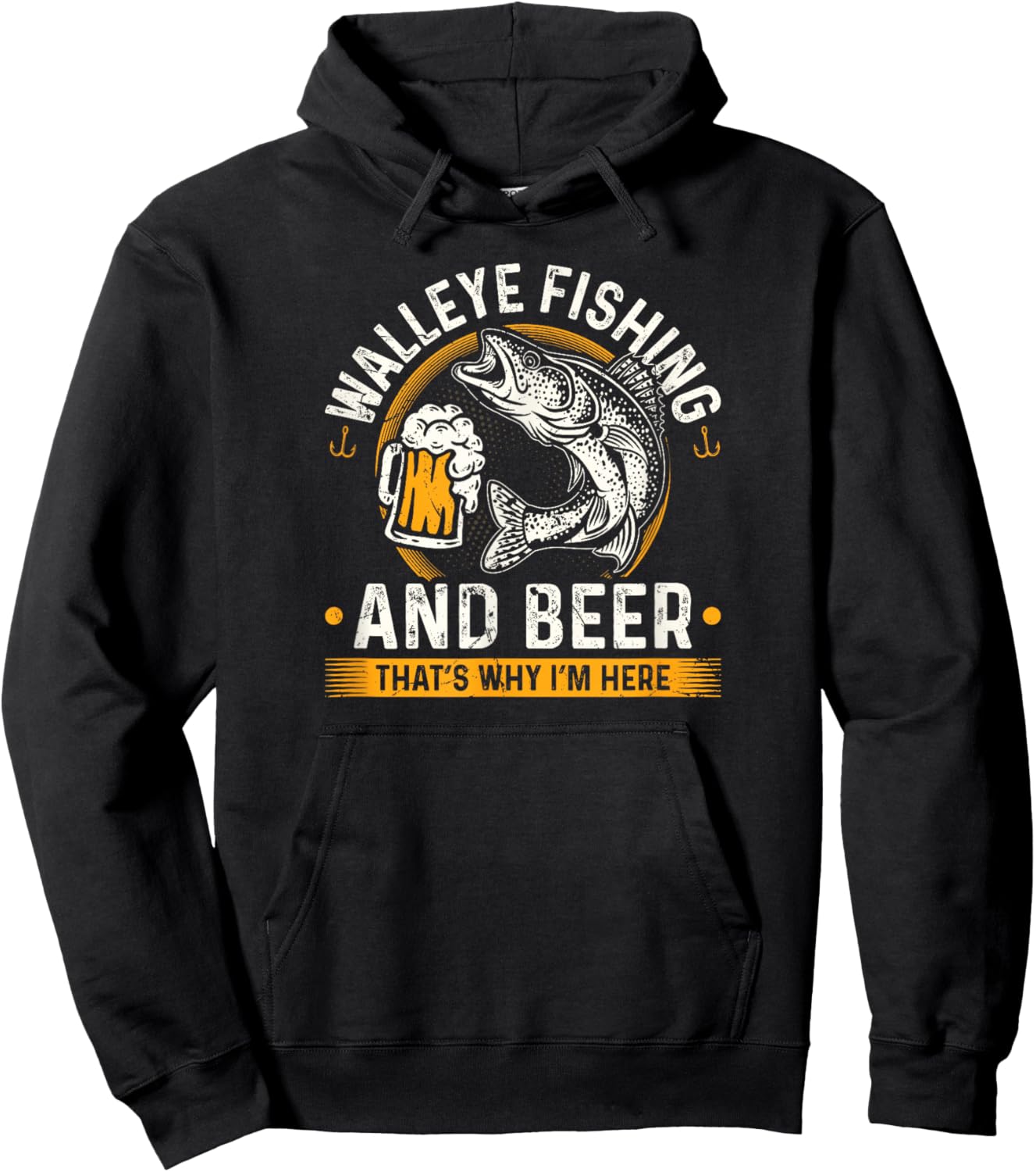 Walleye Fishing and Beer Fisherman Hoodie - Hoodie | Black