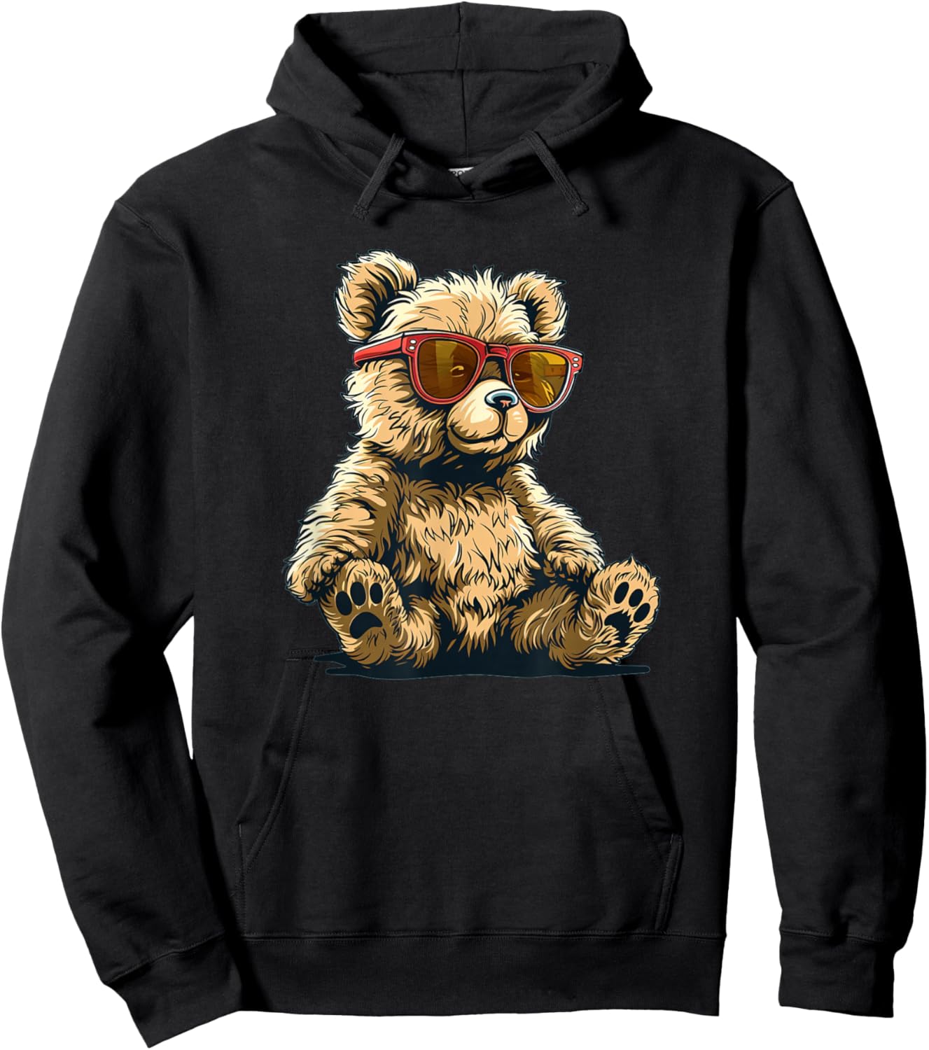 Cool Teddy bear with sunglasses outfit for boys and girls Hoodie - Hoodie | Black