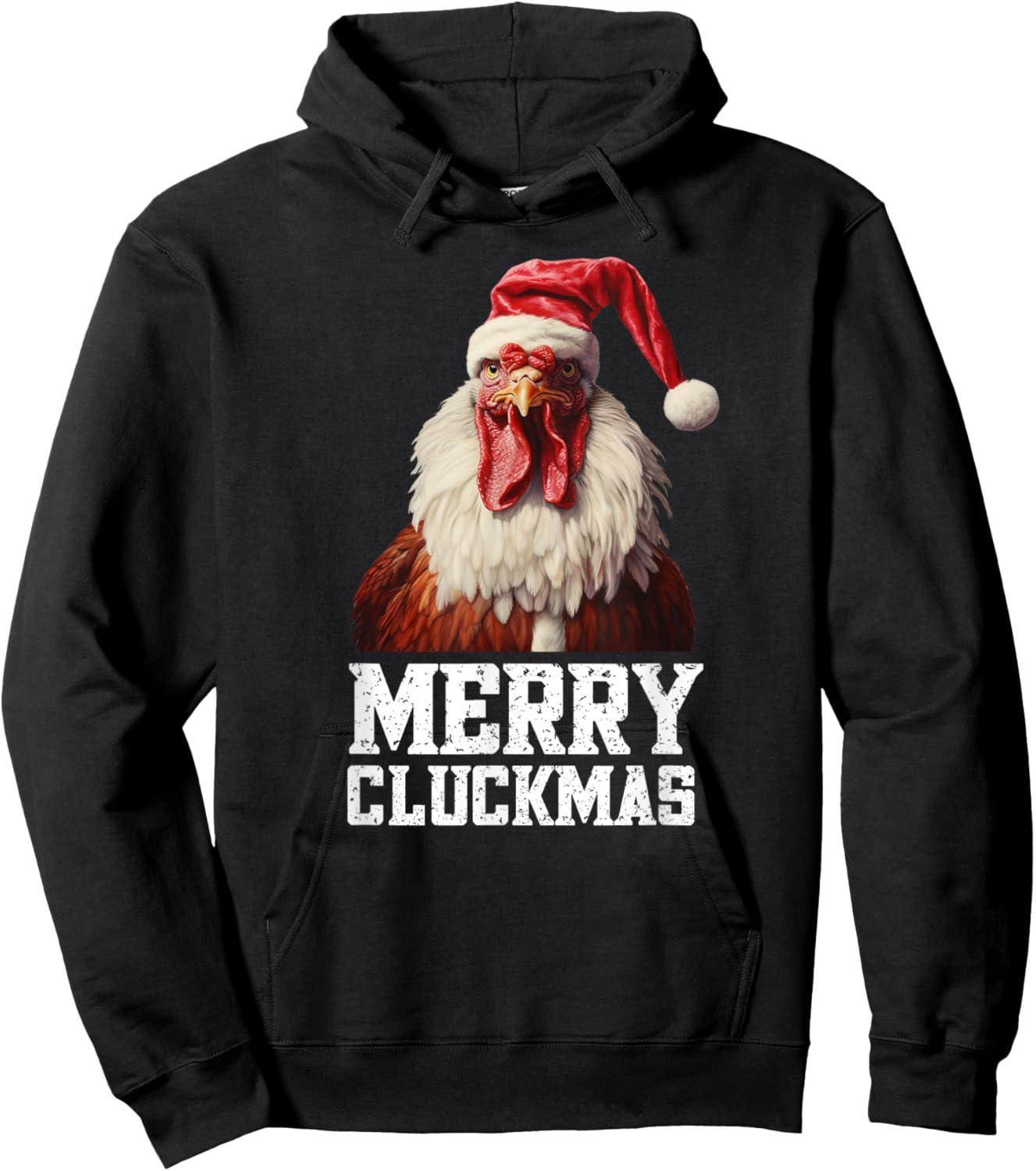 Funny Chicken Santa Farm Bird Xmas Humor Rooster Christmas Hoodie - Hoodie | Black