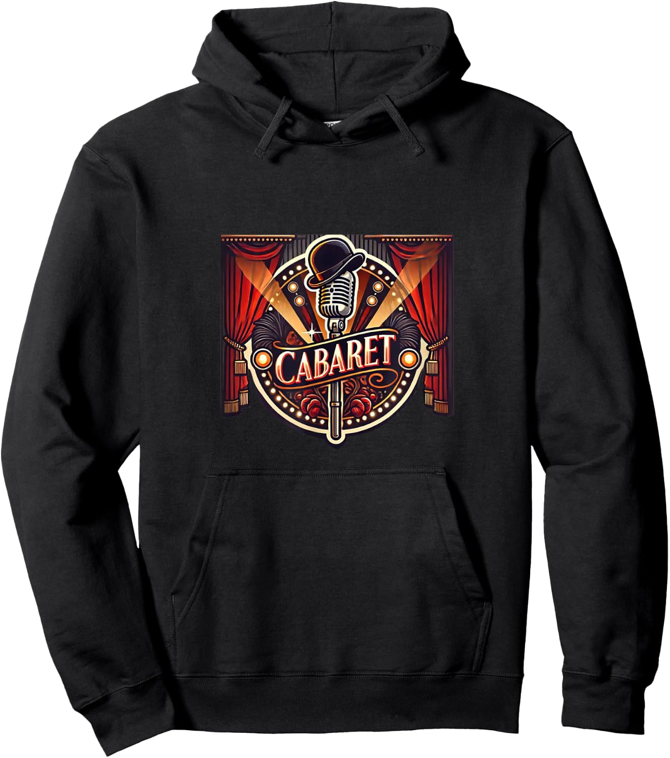 Stage Notes Cabaret Musical Theatre - Adults - Black - Small - Short Sleeve - Retro Casual - Cabaret Theme Hoodie - Hoodie | Black