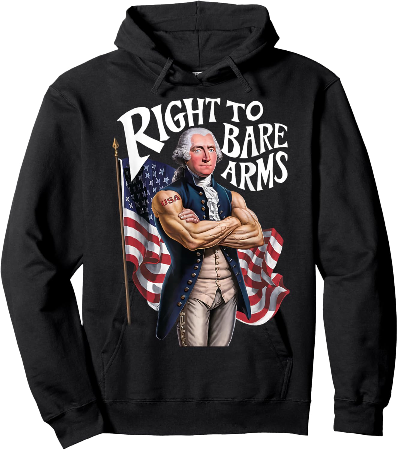 Funny USA George Washington Patriotic Right to Bear Arms Women Men Hoodie - Hoodie | Black