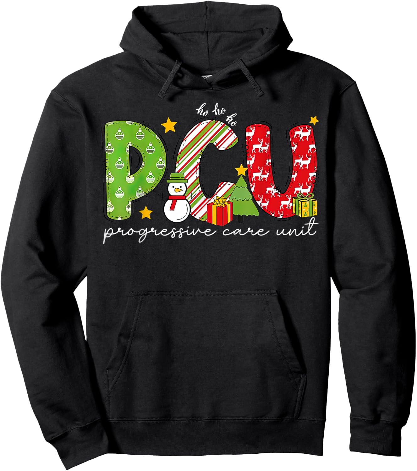 Retro PCU Progressive Care Unit Nurse Christmas Holiday Hoodie - Hoodie | Black